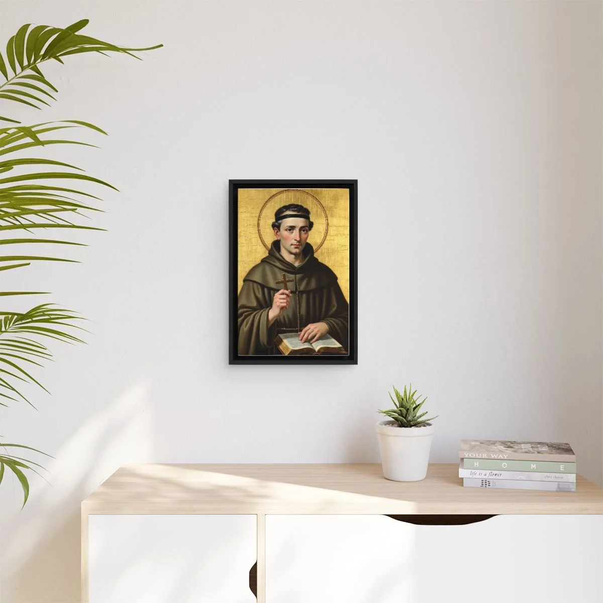Saint Benedict of Nursia icon on gallery-wrapped canvas, product photo 3