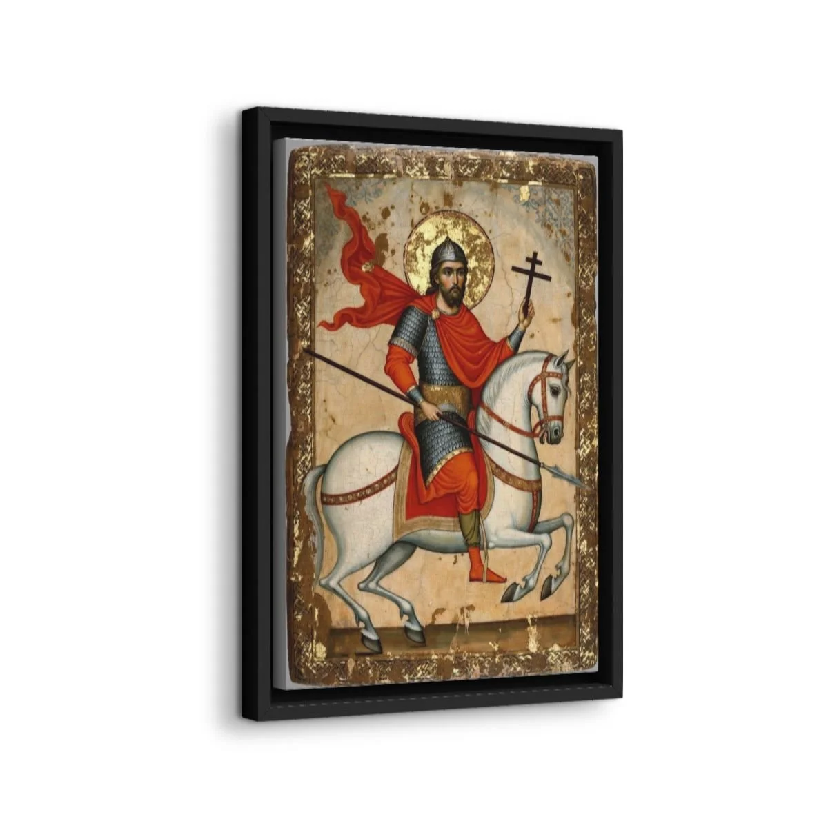 Saint Sarkis the Warrior icon on gallery-wrapped canvas, product photo 2
