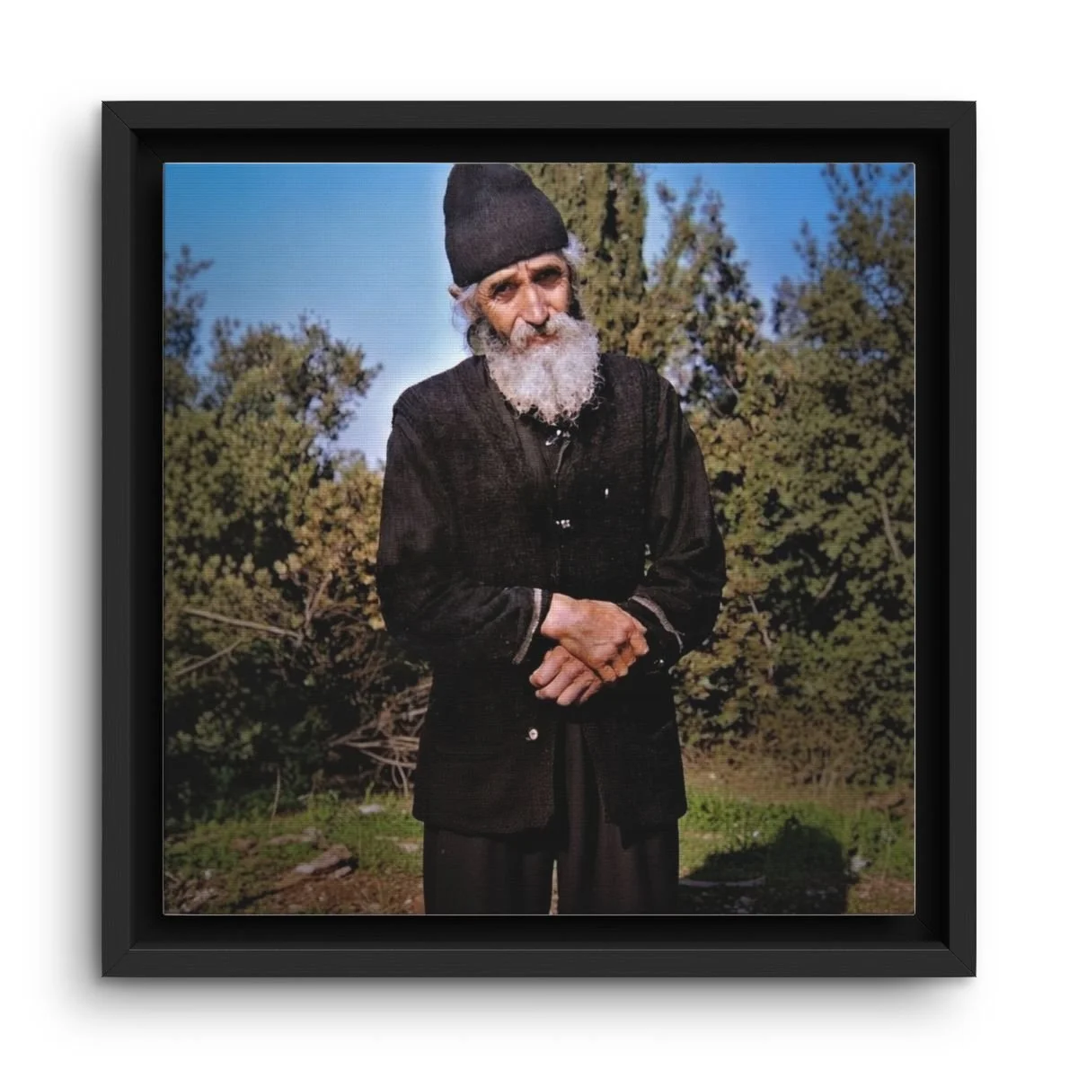 Saint Paisios framed canvas icon print