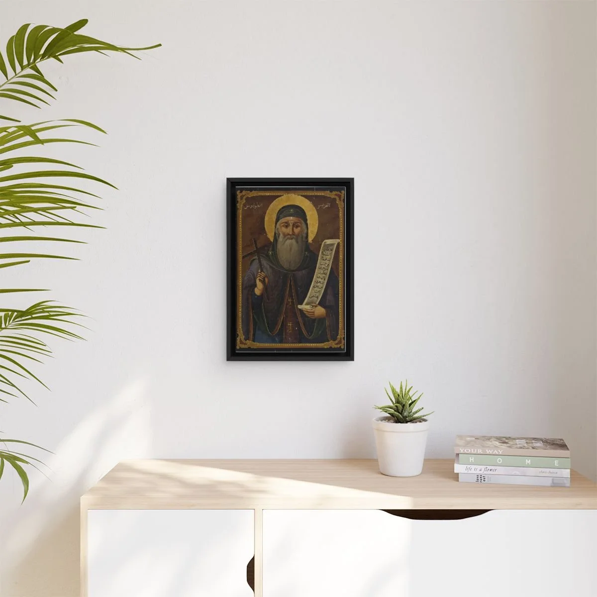 Saint Anthony the Great icon on gallery-wrapped canvas, product photo 3