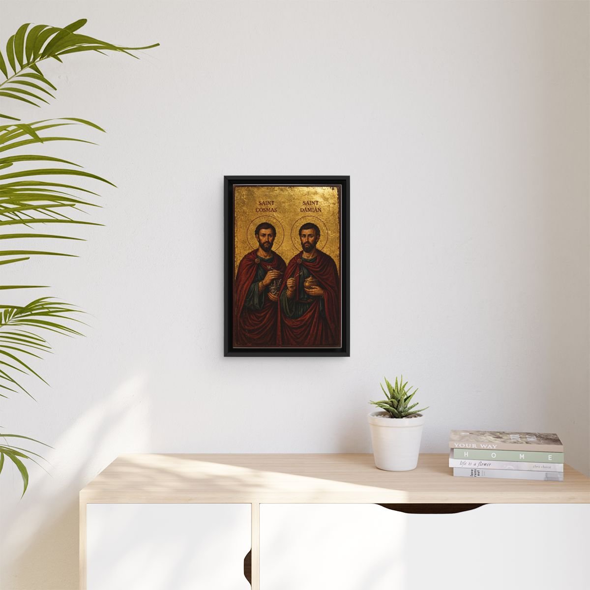 Saints Cosmas and Damian icon on gallery-wrapped canvas, product photo 3