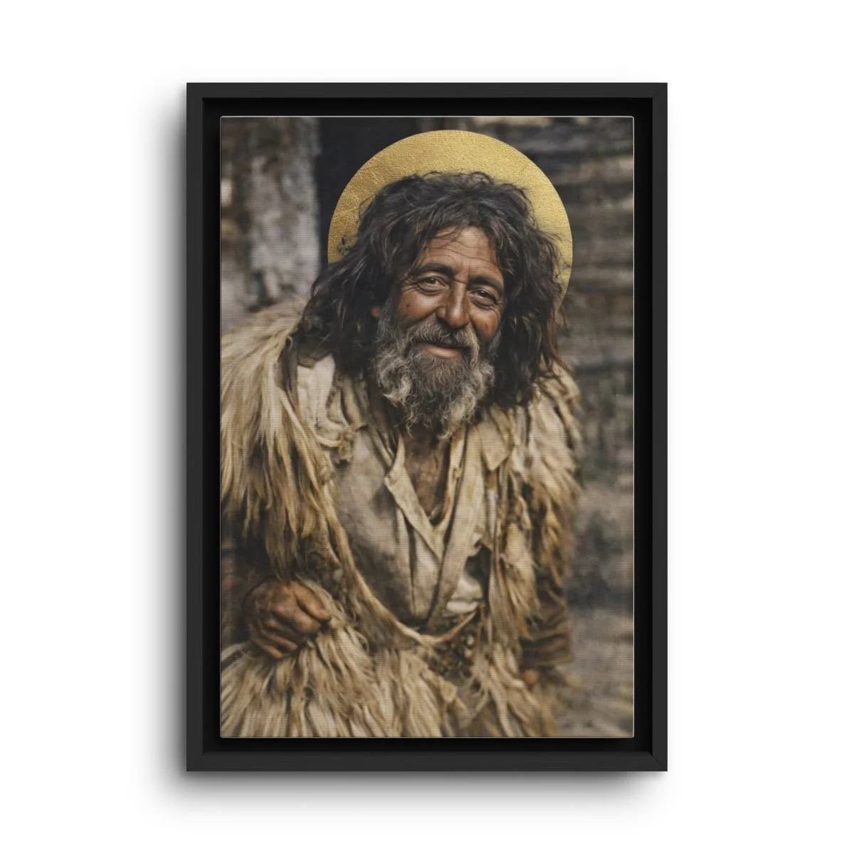 Saint Agathon of Kavsokalyvia framed canvas icon print
