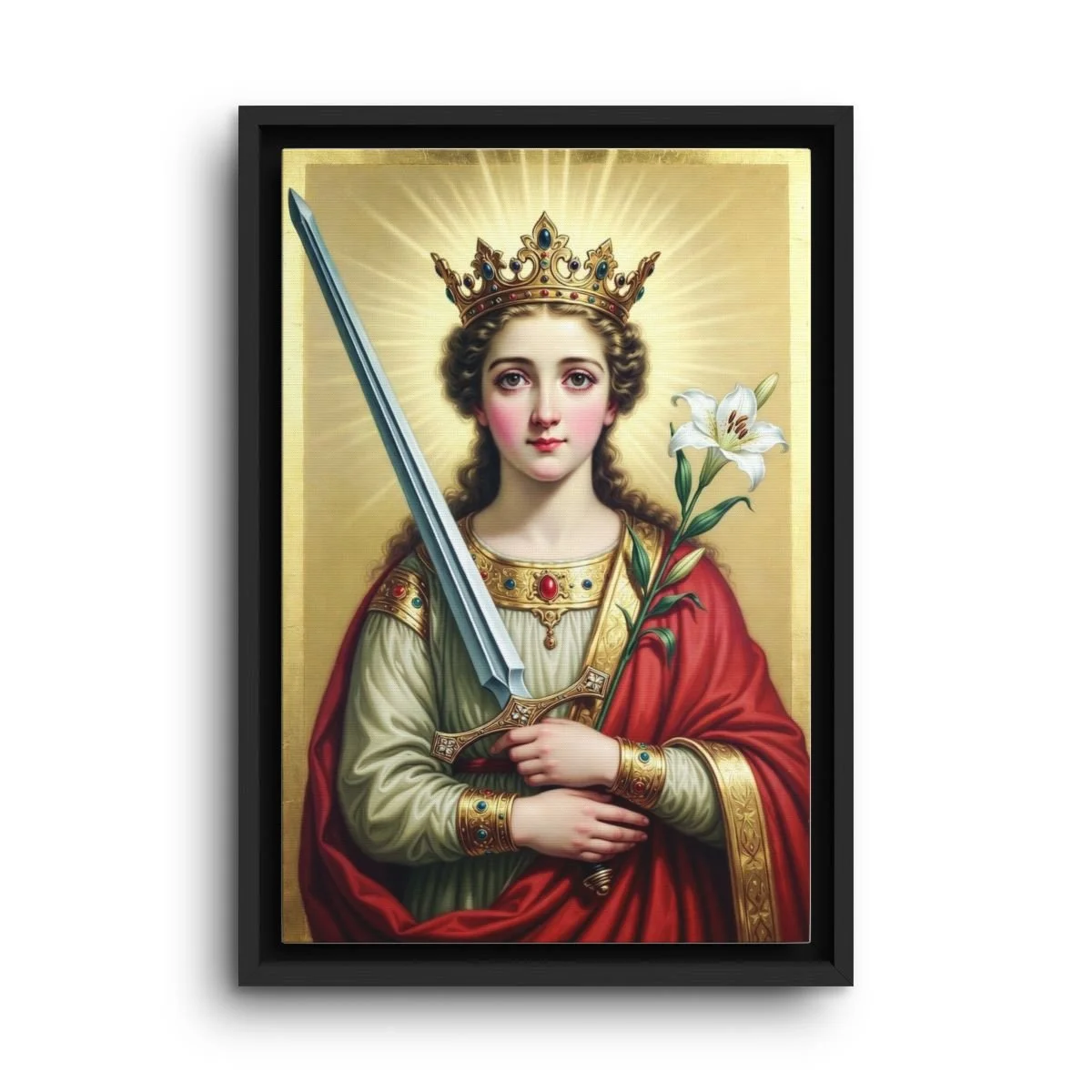 Saint Dymphna framed canvas icon print
