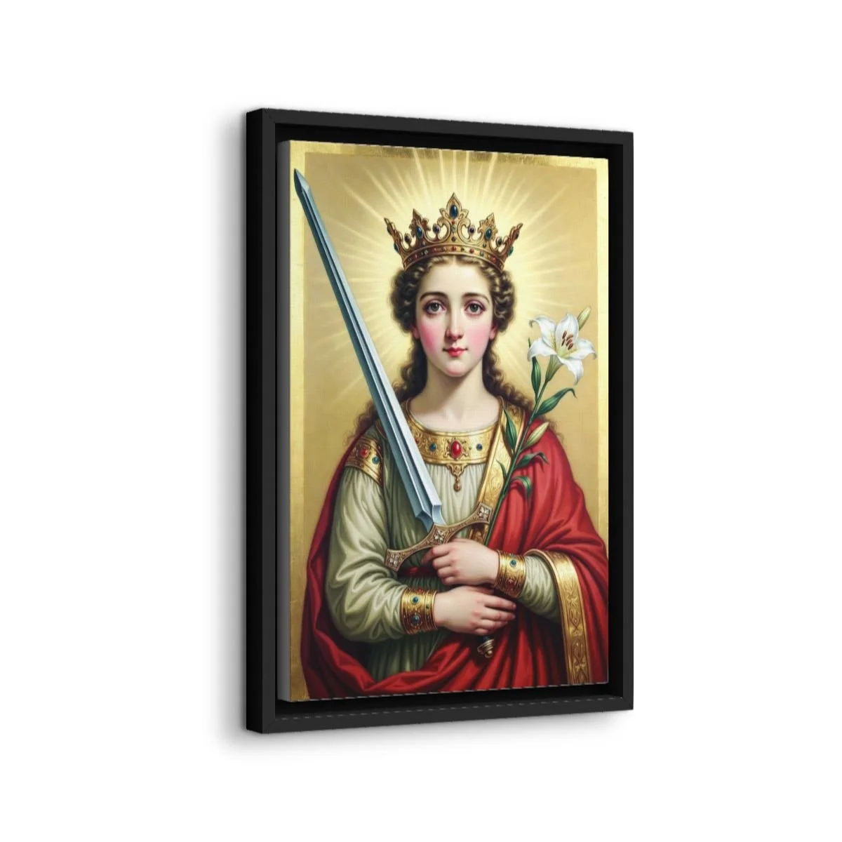 Saint Dymphna icon on gallery-wrapped canvas, product photo 2