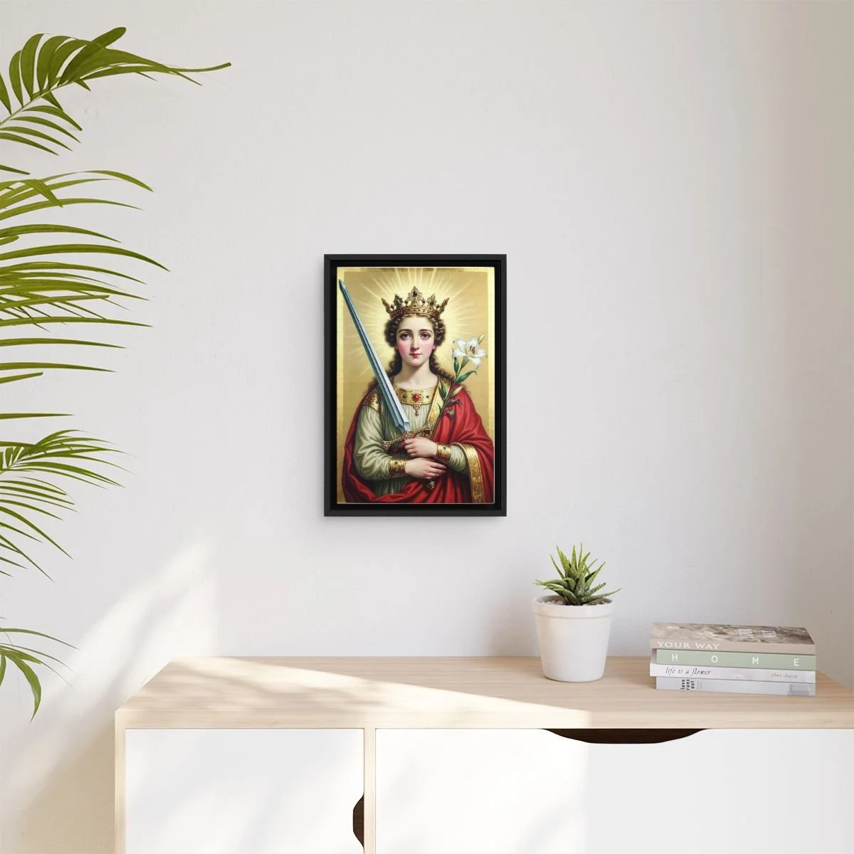 Saint Dymphna icon on gallery-wrapped canvas, product photo 3