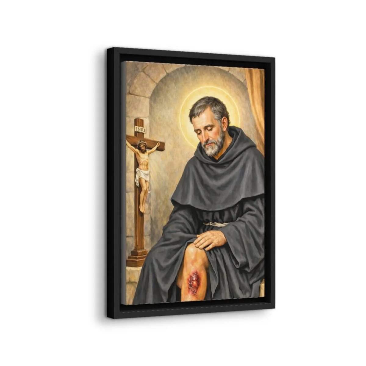Saint Peregrine Laziosi icon on gallery-wrapped canvas, product photo 2