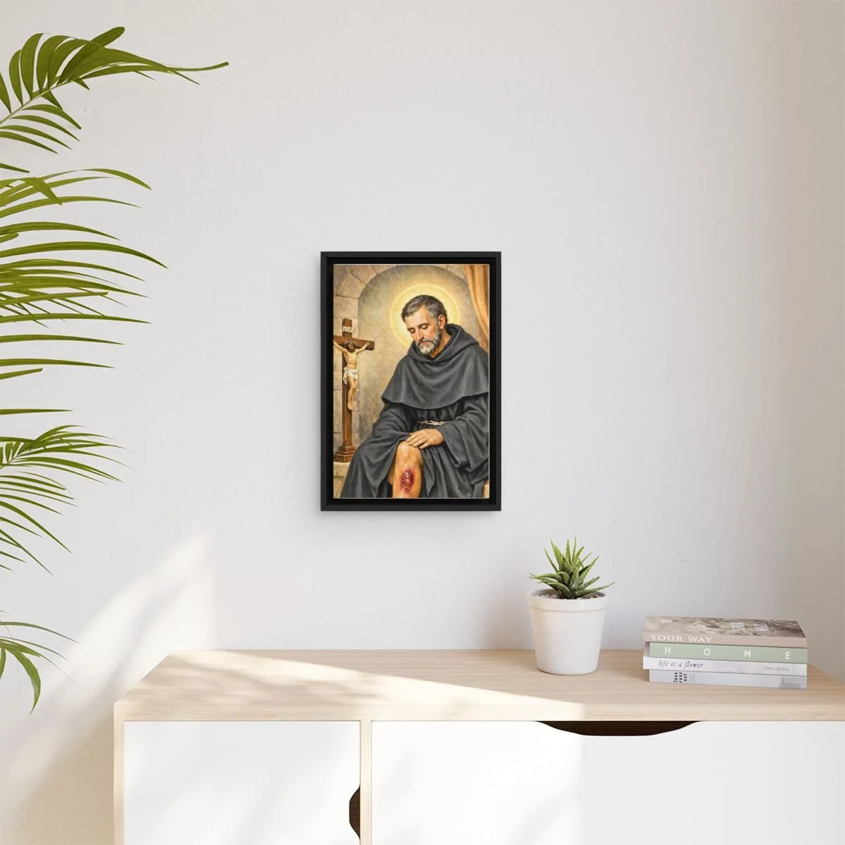 Saint Peregrine Laziosi icon on gallery-wrapped canvas, product photo 3