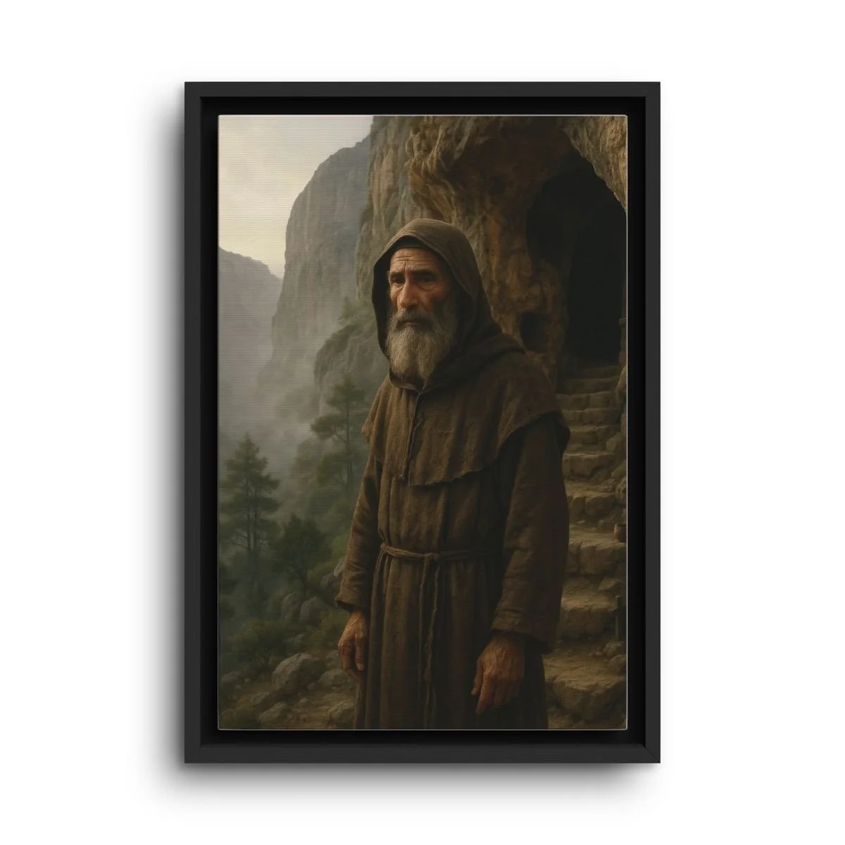 Saint John the Hermit of Qozhaya framed canvas icon print