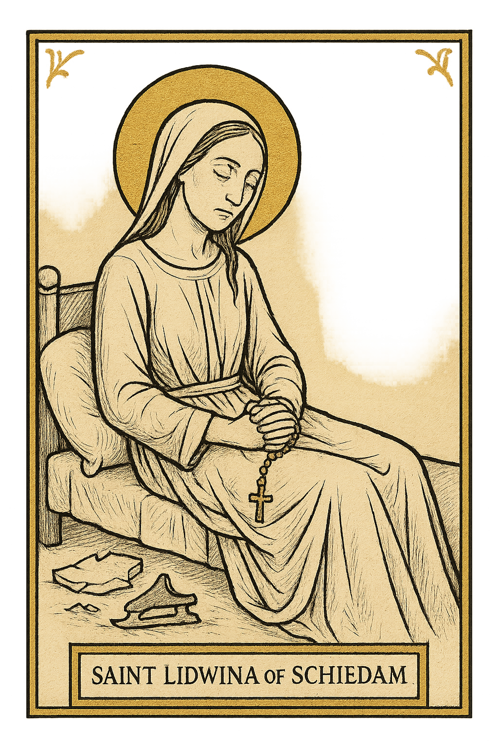 Saint Lidwina of Schiedam Prayer Card