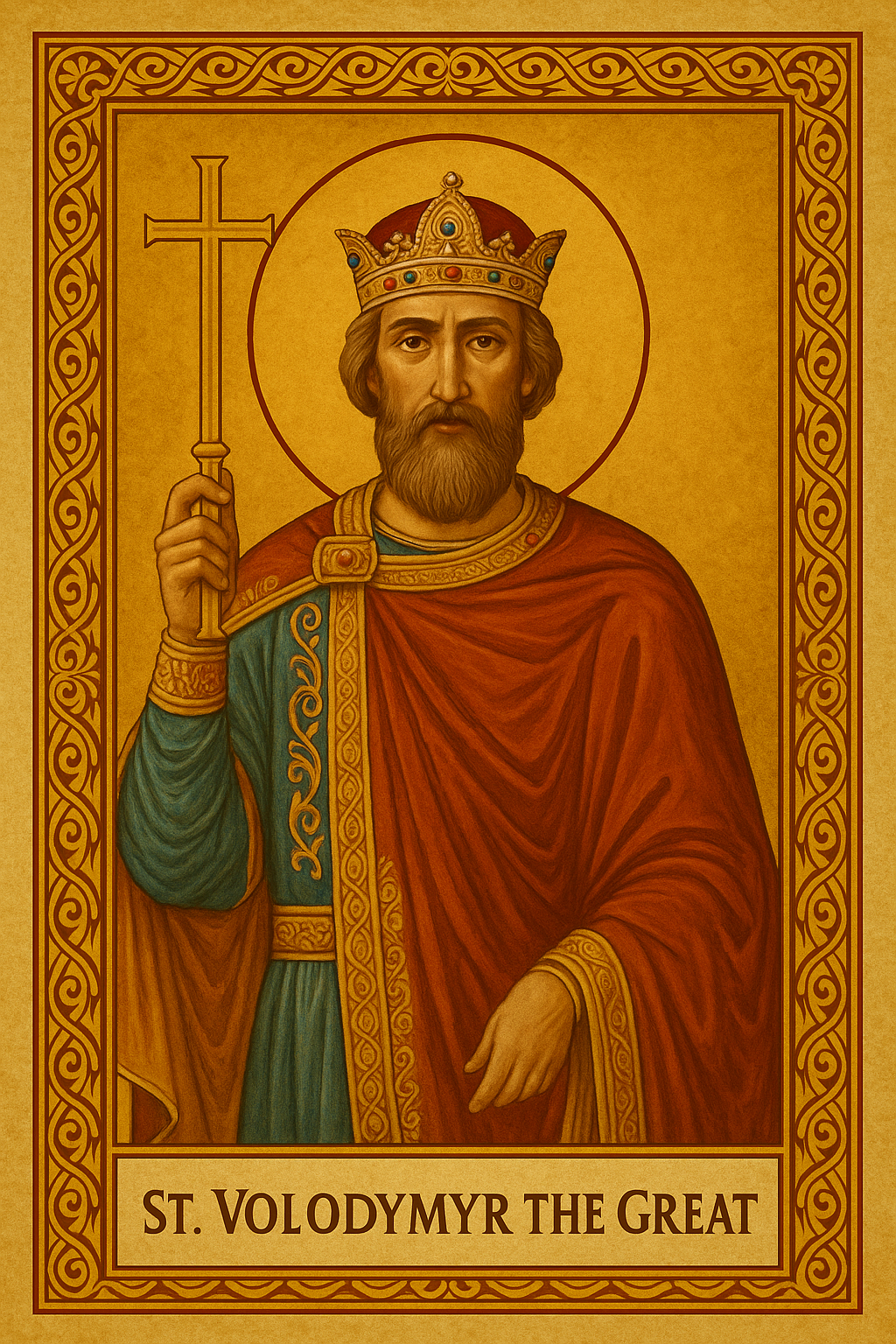 Saint Volodymyr the Great Prayer Card (Ruthenian Byzantine Catholic)