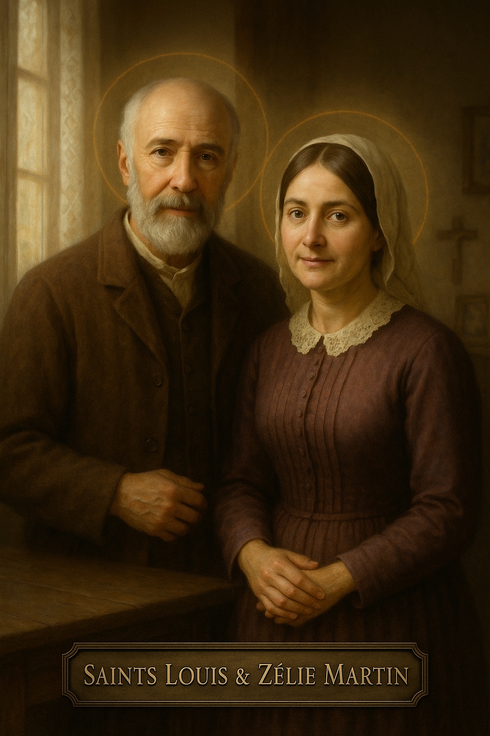 Saints Louis and Zélie Martin Prayer Card — canonized married couple parents of Saint Thérèse