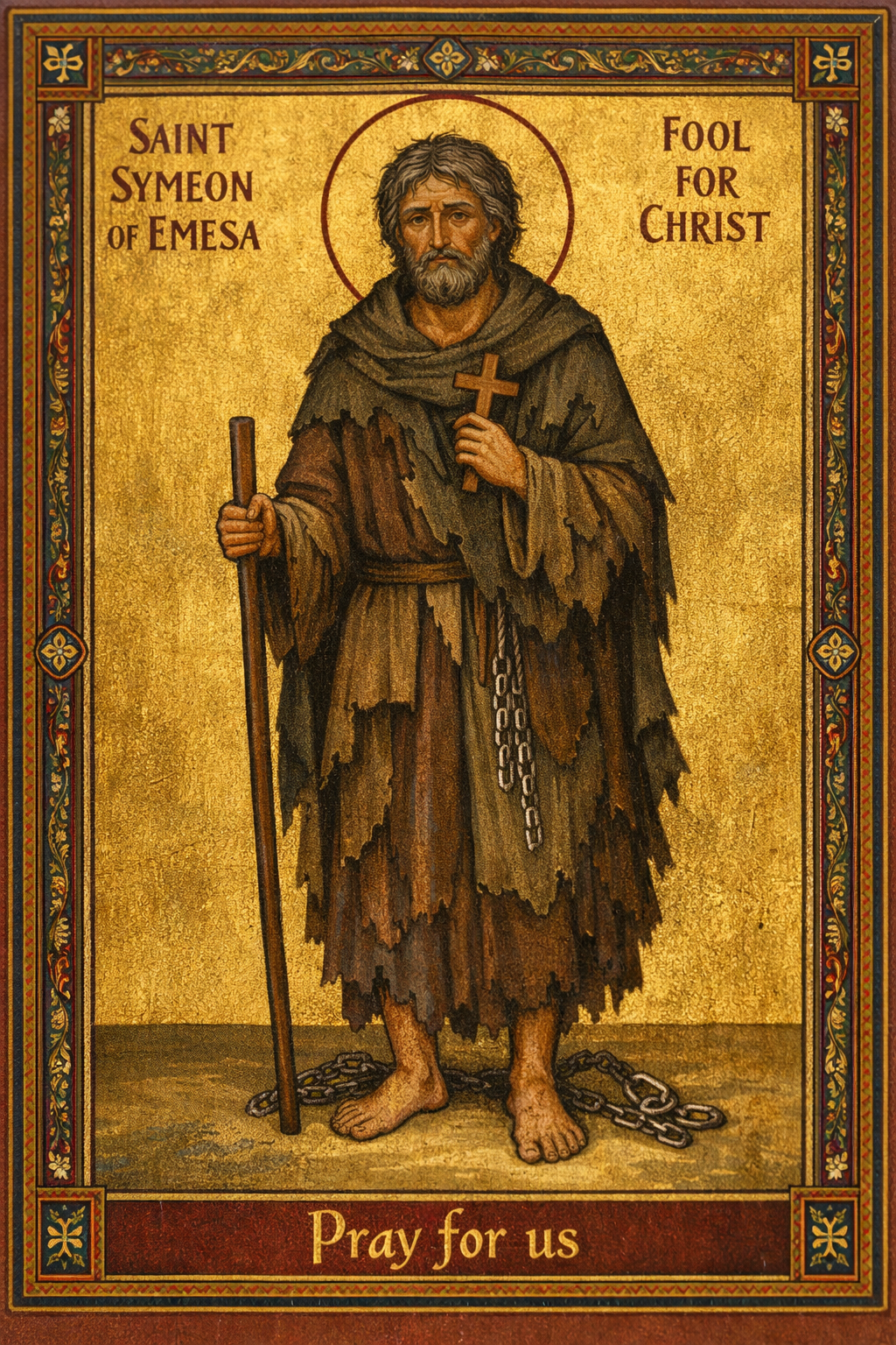 Saint Symeon of Emesa Prayer Card – Patron for Mental Distress, Social Rejection & Courage to Remain Faithful Under Mockery