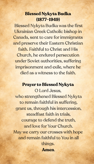 Blessed Nykyta Budka prayer card back
