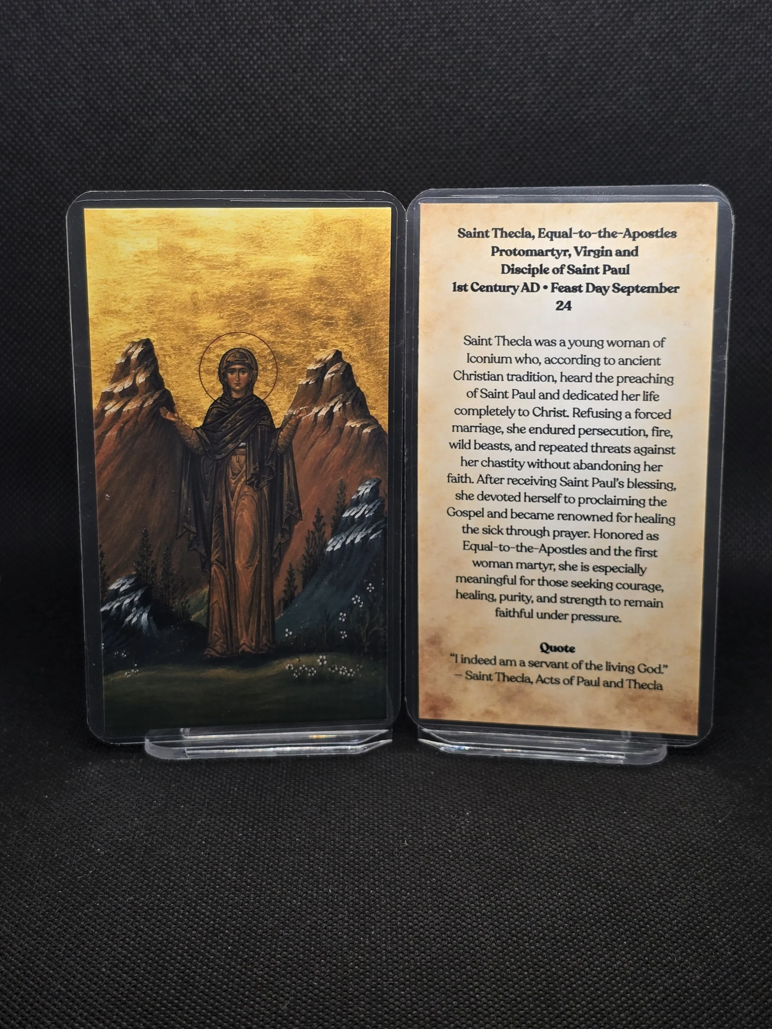 Saint Thecla, Equal-to-the-Apostles Prayer Card - For Courage, Healing, Chastity & Faith Under Pressure