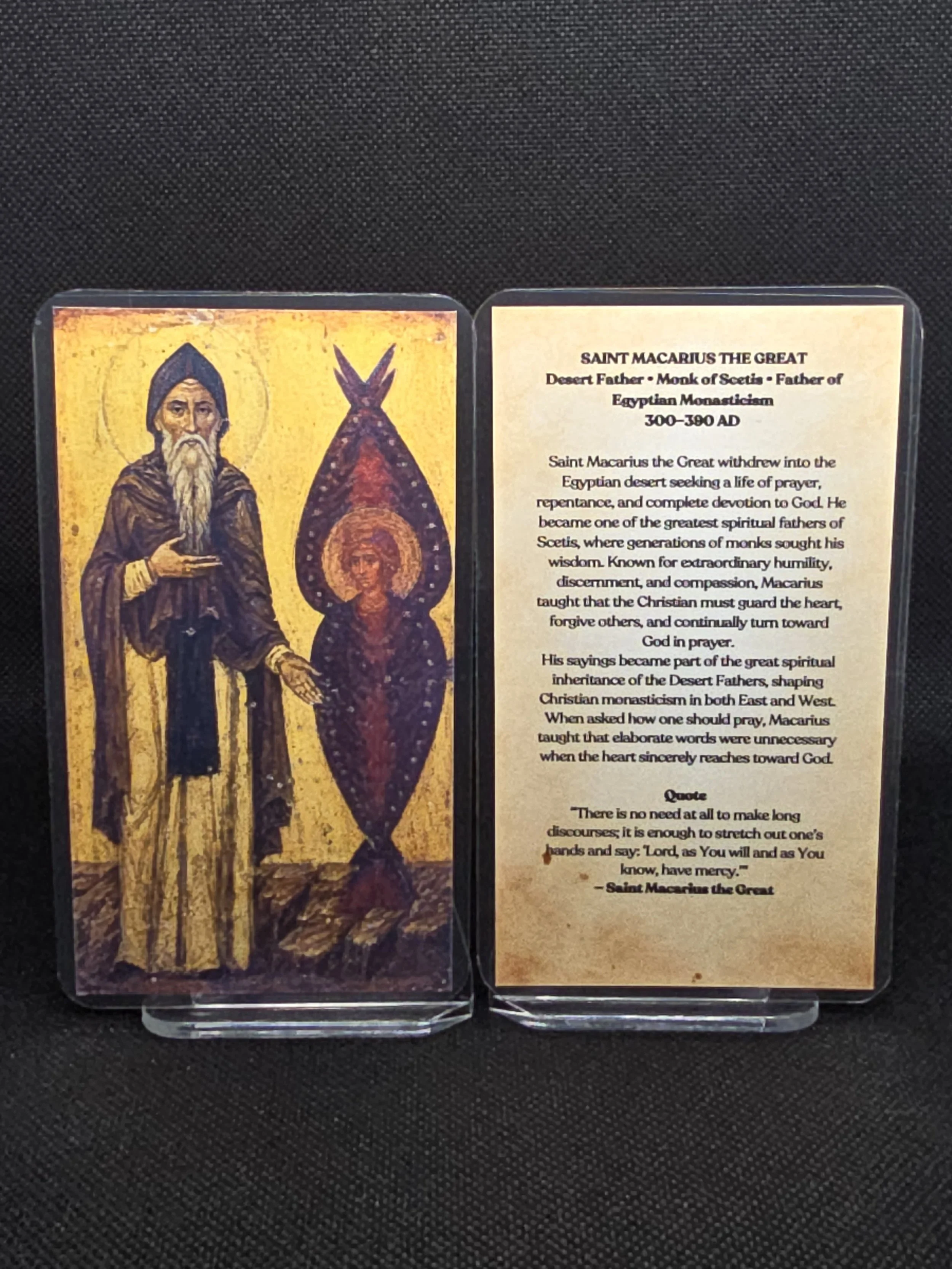 Saint Macarius the Great of Egypt Prayer Card - For Humility, Repentance, Spiritual Warfare & Prayer