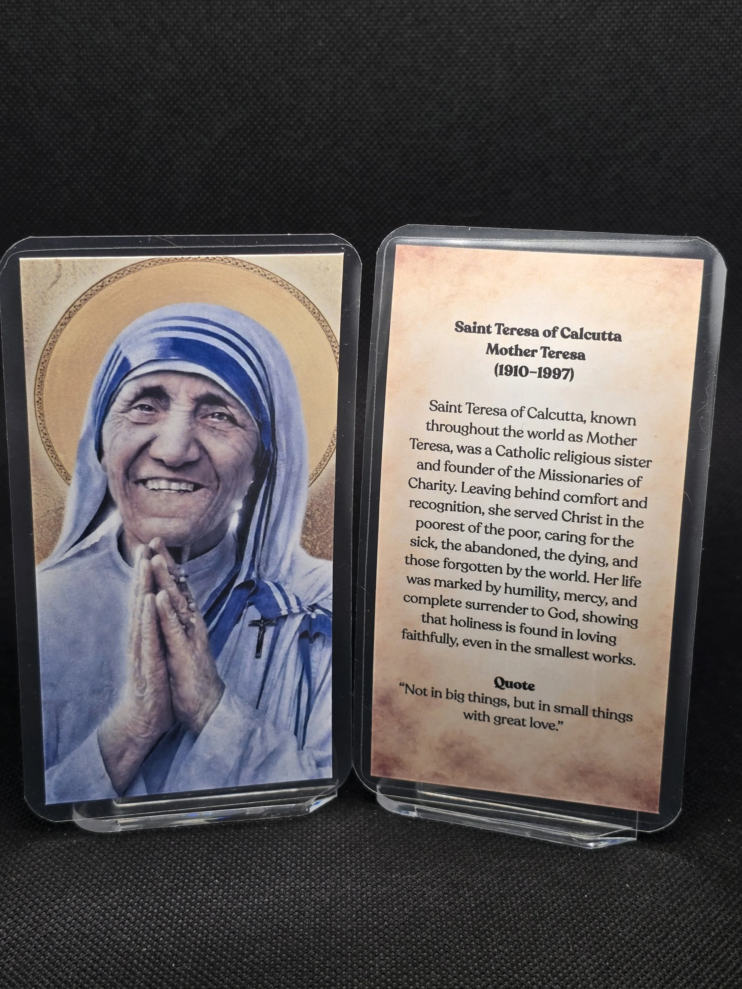 Saint (Mother) Teresa of Calcutta Prayer Card – Patron for Loneliness, Depression & Compassion Fatigue