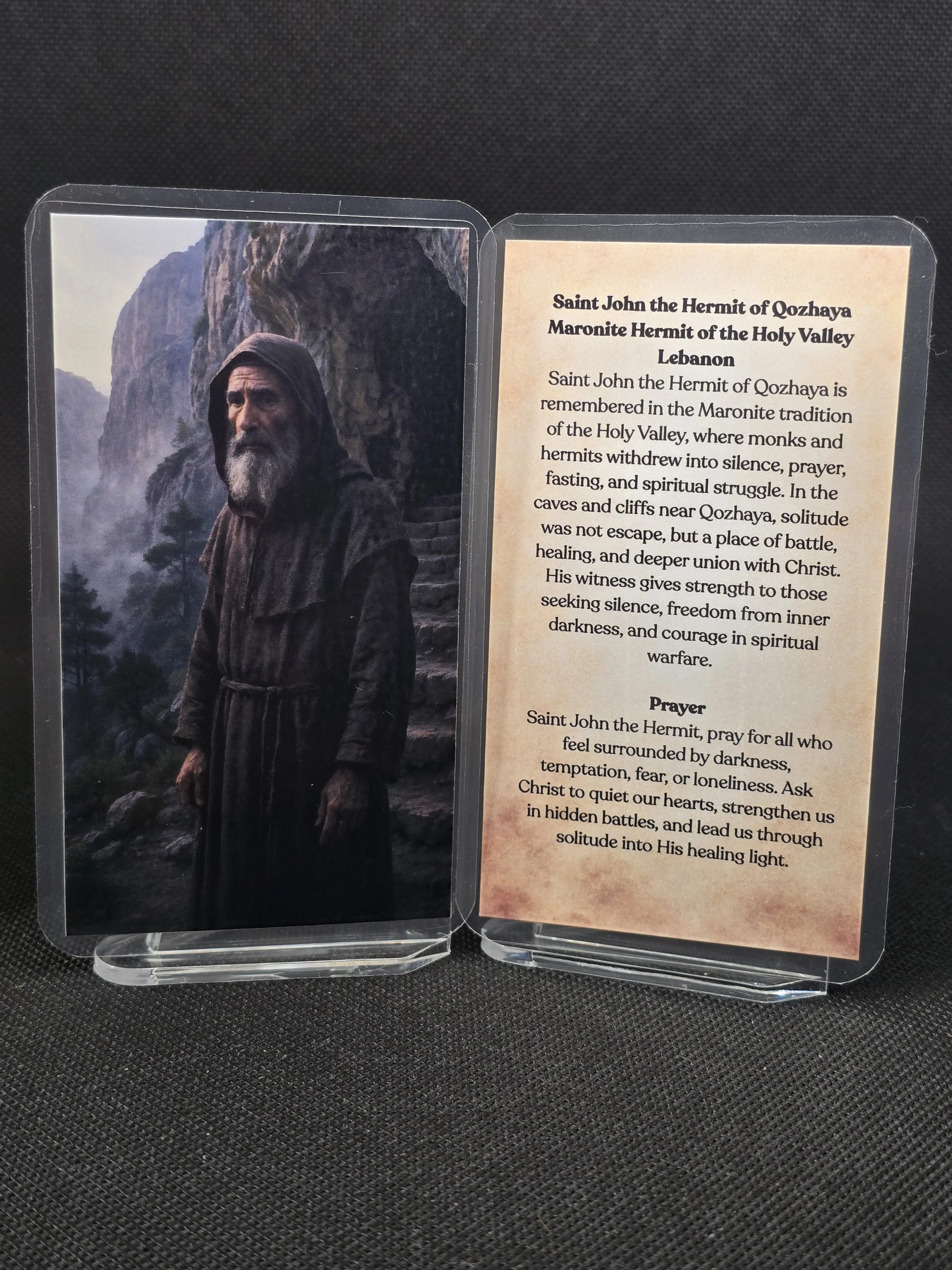 Saint John the Hermit of Qozhaya Prayer Card – Patron for Solitude Seekers, Spiritual Warfare & Freedom from Inner Darkness
