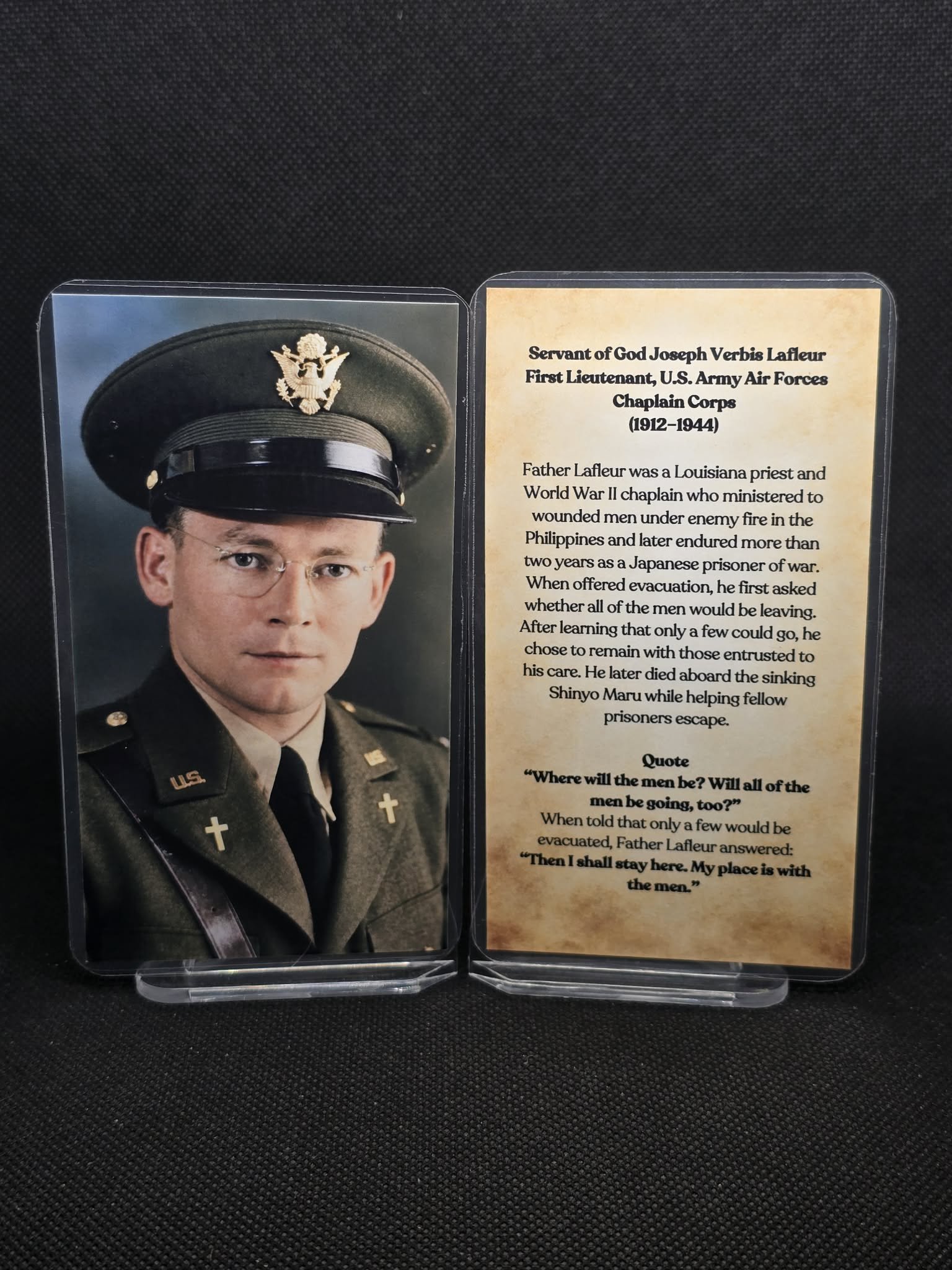 Servant of God Joseph Verbis Lafleur Prayer Card | For Soldiers, POWs, Military Chaplains, Courage & Sacrifice