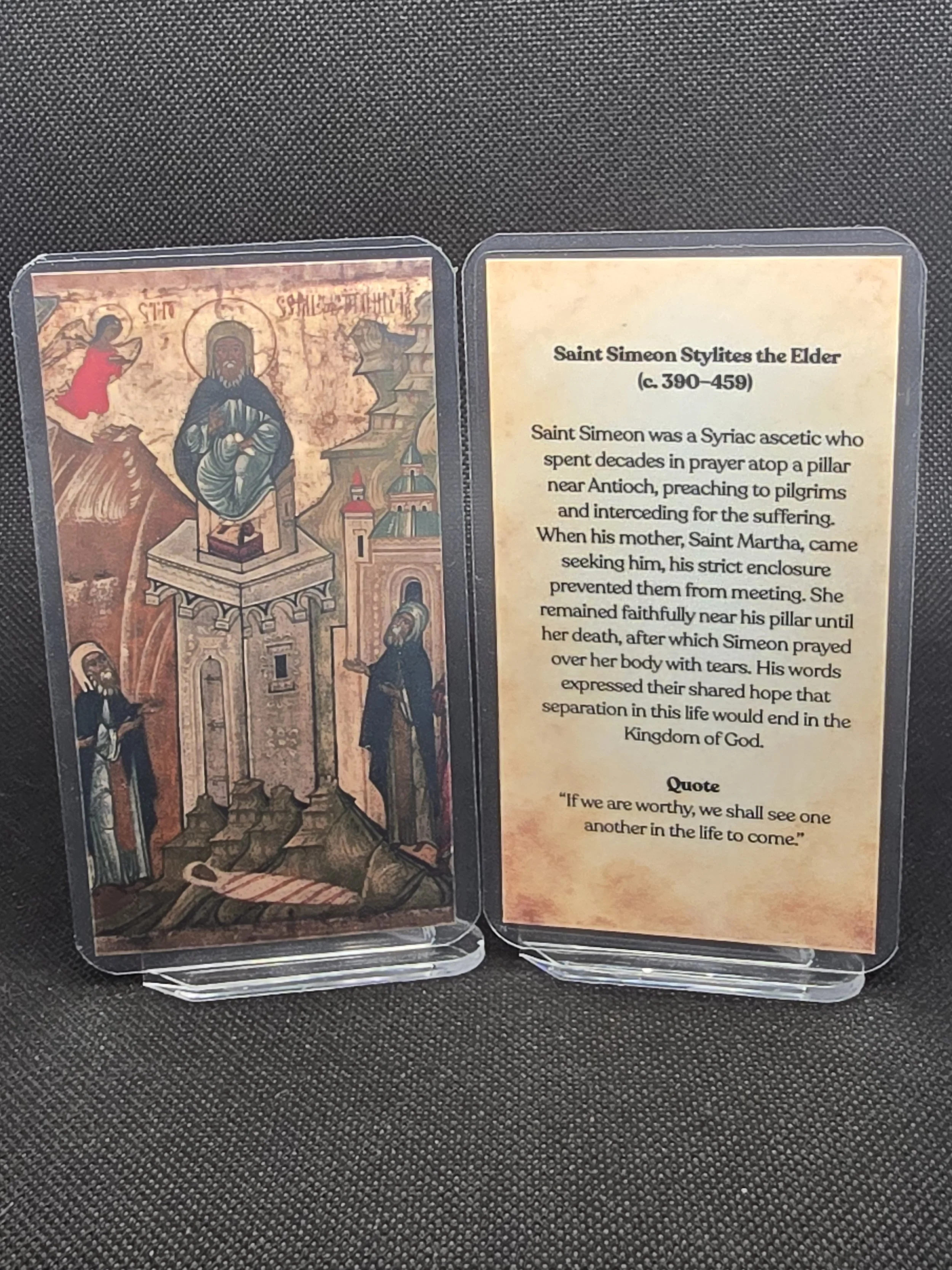 Saint Simeon Stylites the Elder Prayer Card – Patron for Spiritual Endurance, Breakthrough in Despair & Strength to Persevere