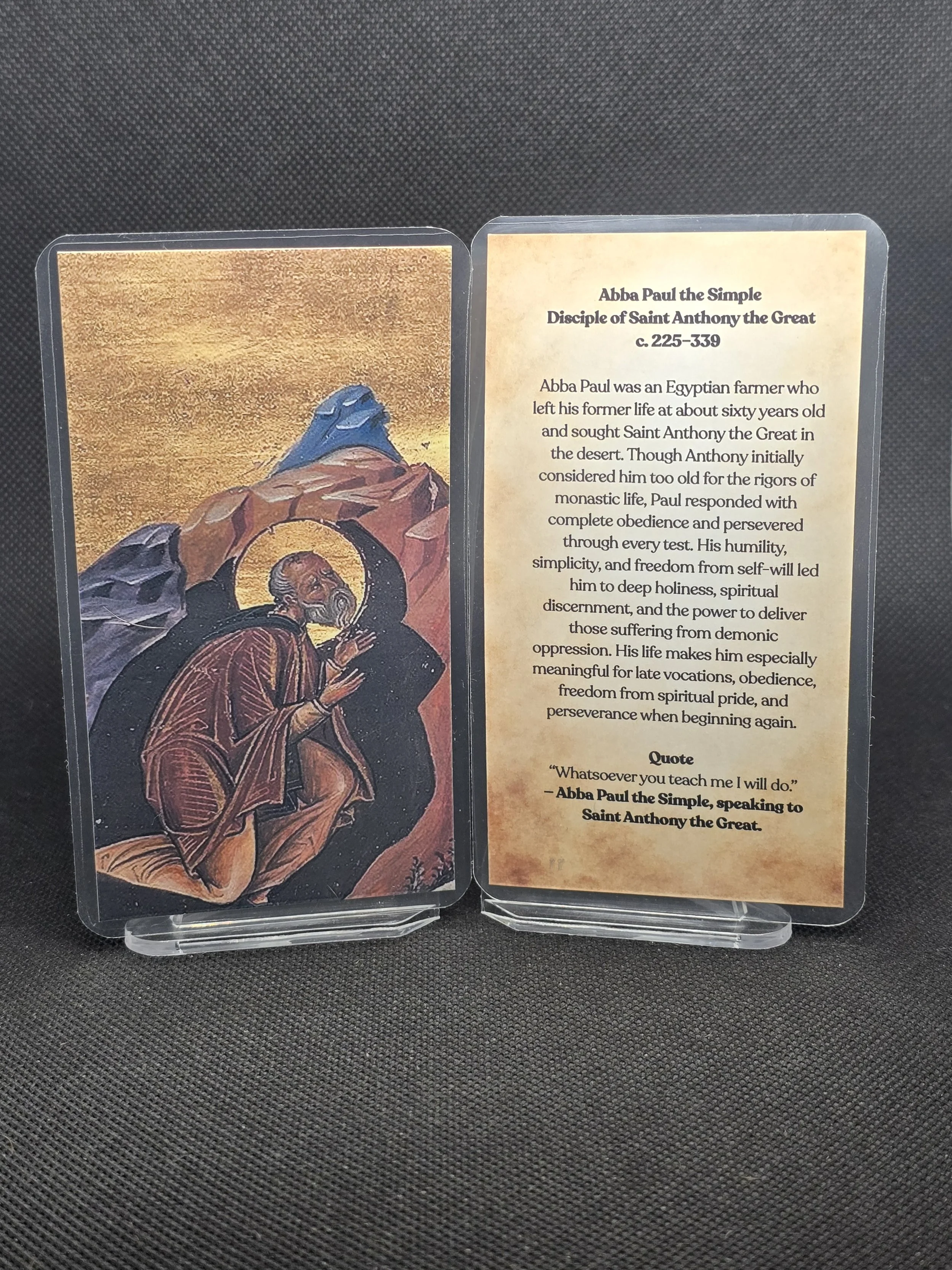 Abba Paul the Simple Prayer Card – Patron for Freedom from Jealousy, Deliverance from Spiritual Oppression & Healing After Betrayal