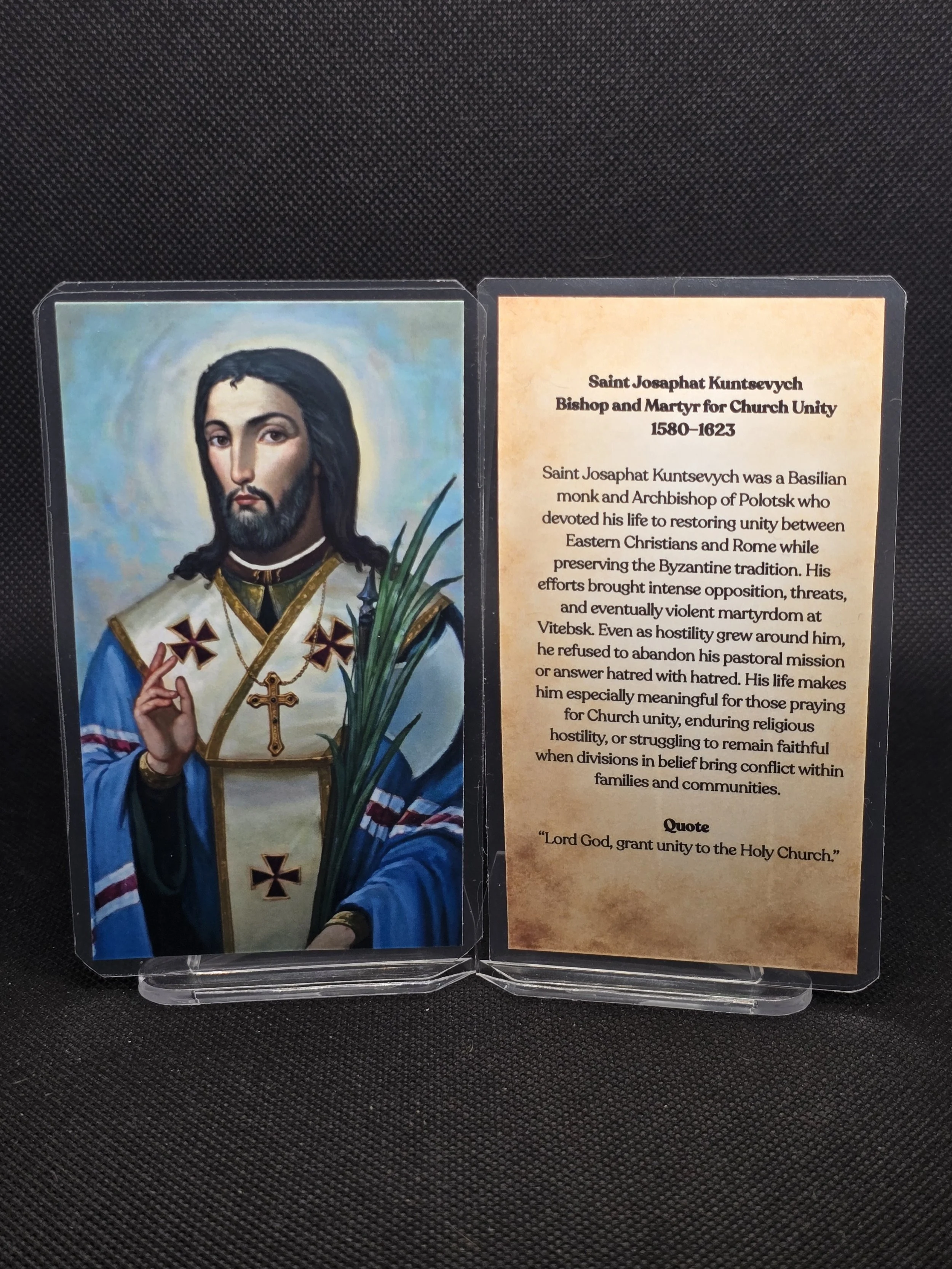 Saint Josaphat Kuntsevych Prayer Card – Patron for Church Unity, Courage in Religious Conflict & Perseverance Through Persecution