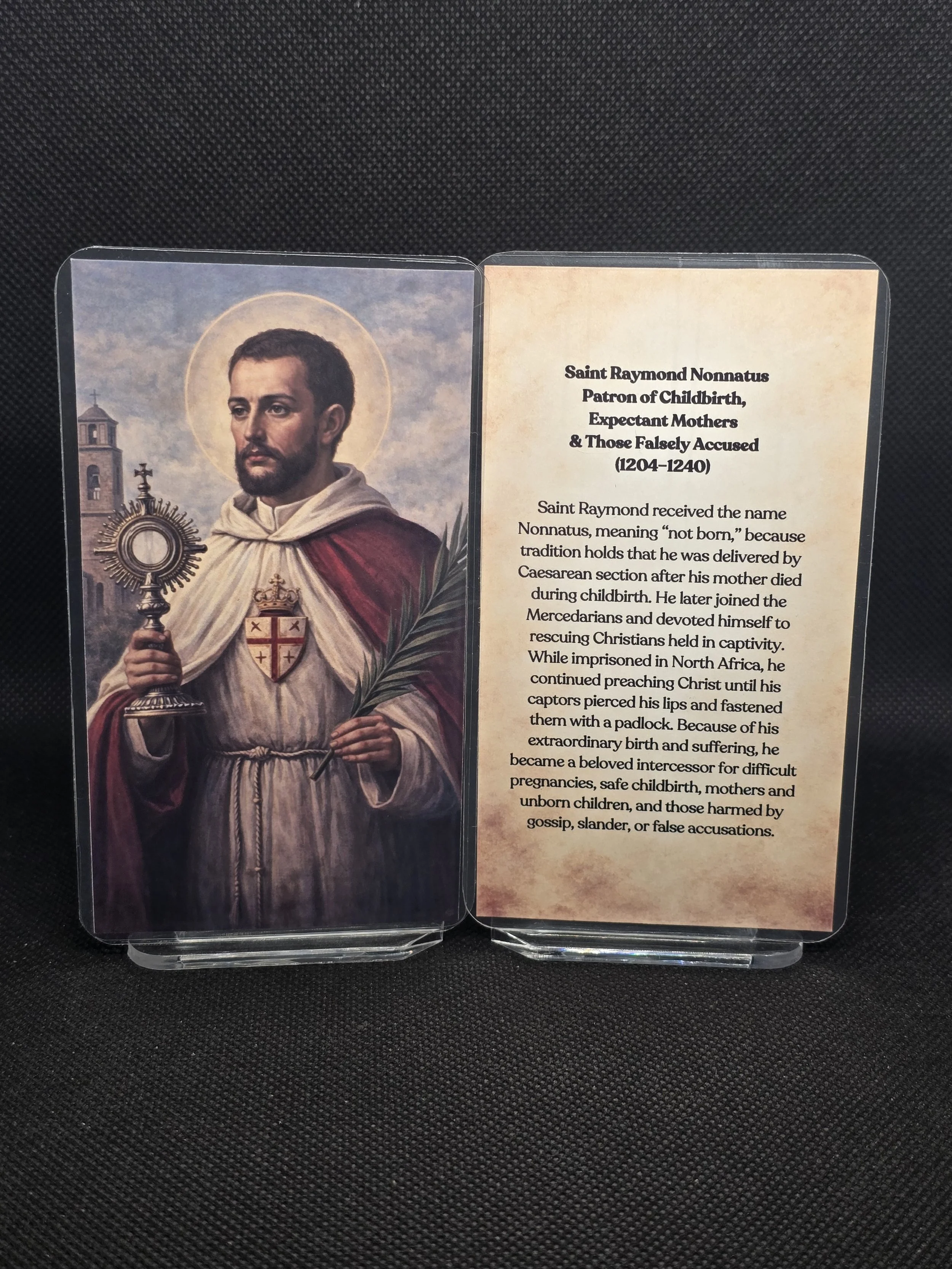 Saint Raymond Nonnatus Prayer Card – Patron for Safe Childbirth, Difficult Pregnancy & Protection from Gossip