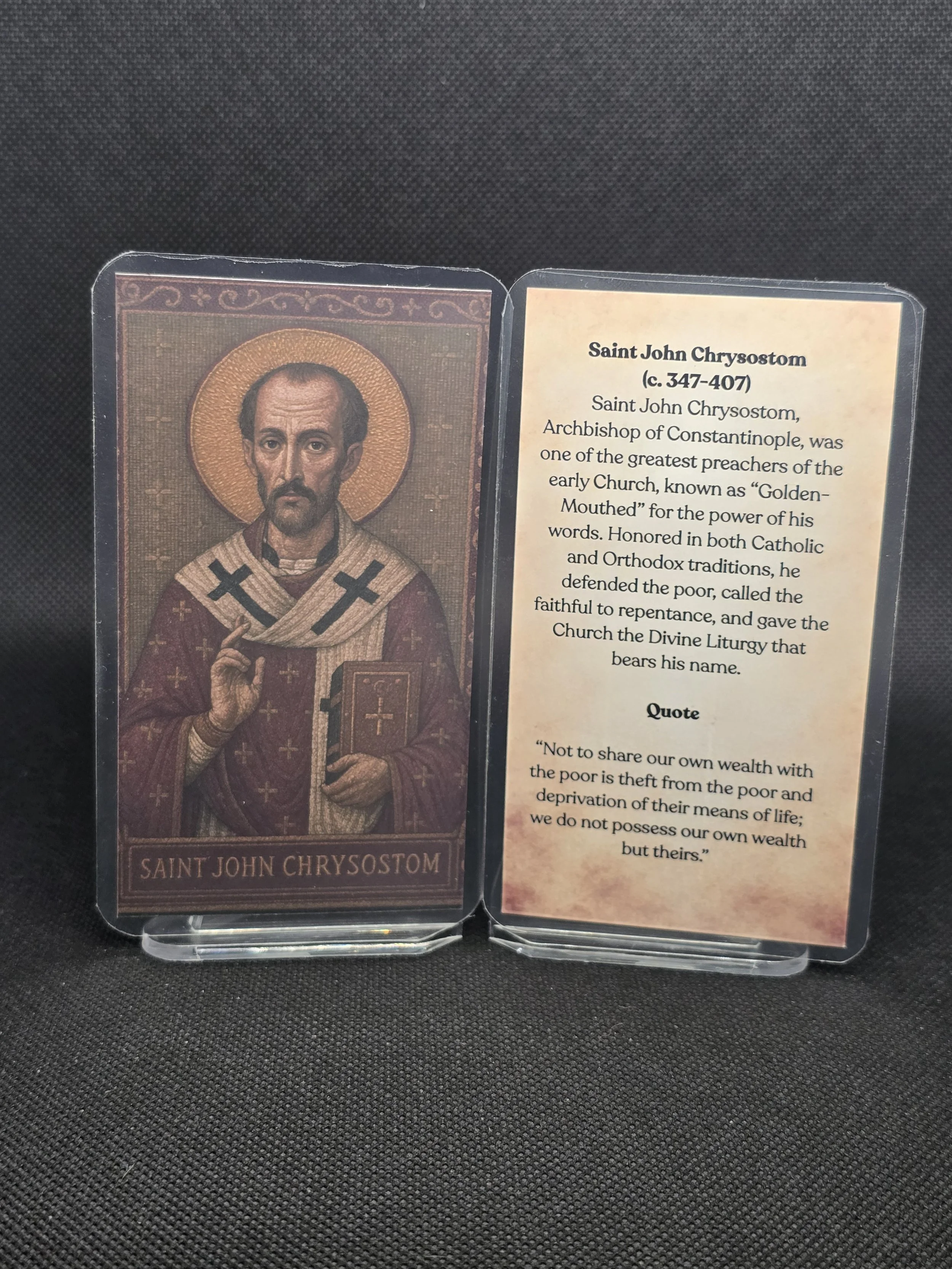 Saint John Chrysostom Prayer Card – Patron for Public Speaking, Inner Discipline & Courage to Live the Gospel