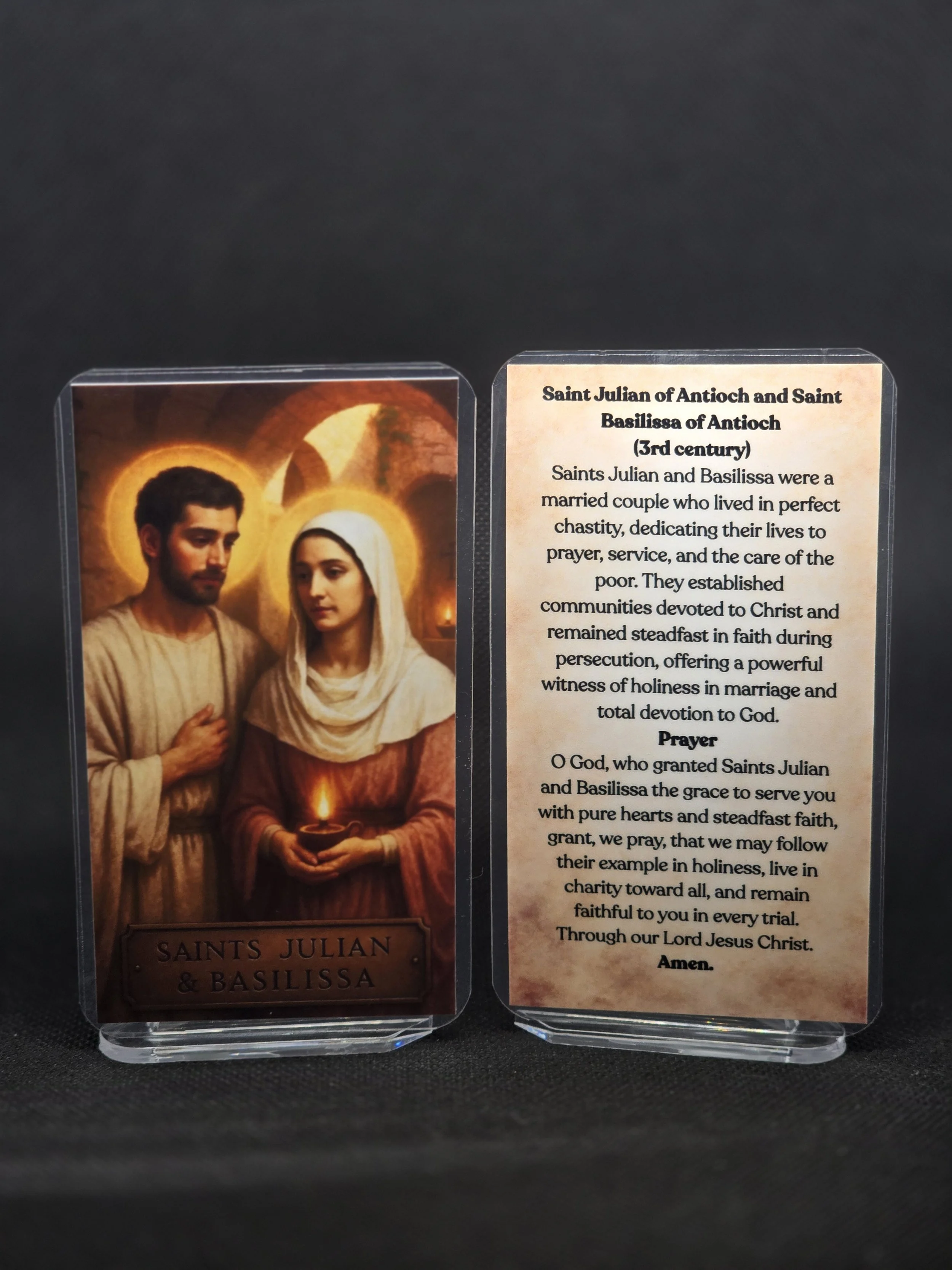 Julian of Antioch & Basilissa of Antioch Prayer Card – Patrons for Chaste Marriage, Spiritual Unity & Strength During Persecution