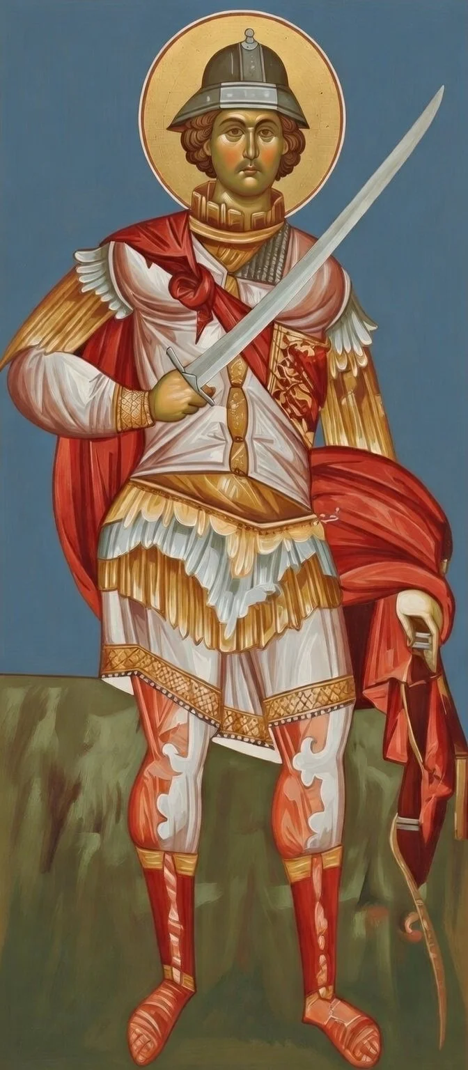 Saint Philopater Mercurius (Abu Sefein) Prayer Card – Patron for Spiritual Protection, Courage in Fear & Strength Through Spiritual Warfare