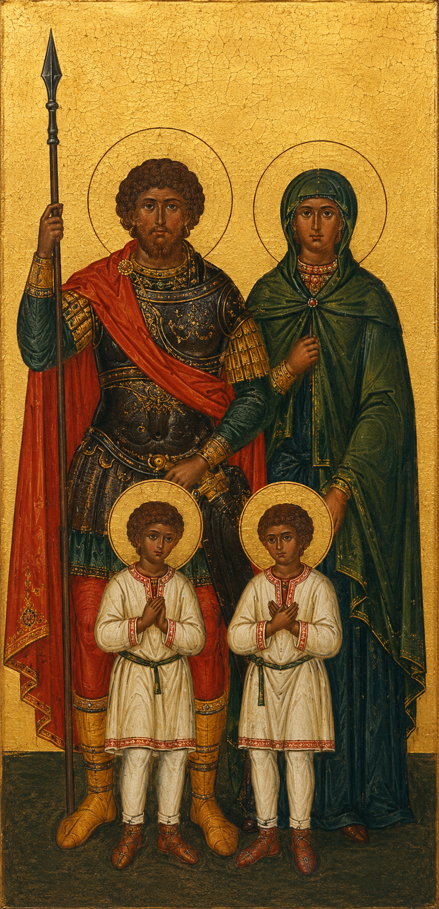 Saint Eustace (Placidus) & Saint Theopista Prayer Card – Patrons for Sudden Tragedy, Family Separation & Enduring Extreme Loss