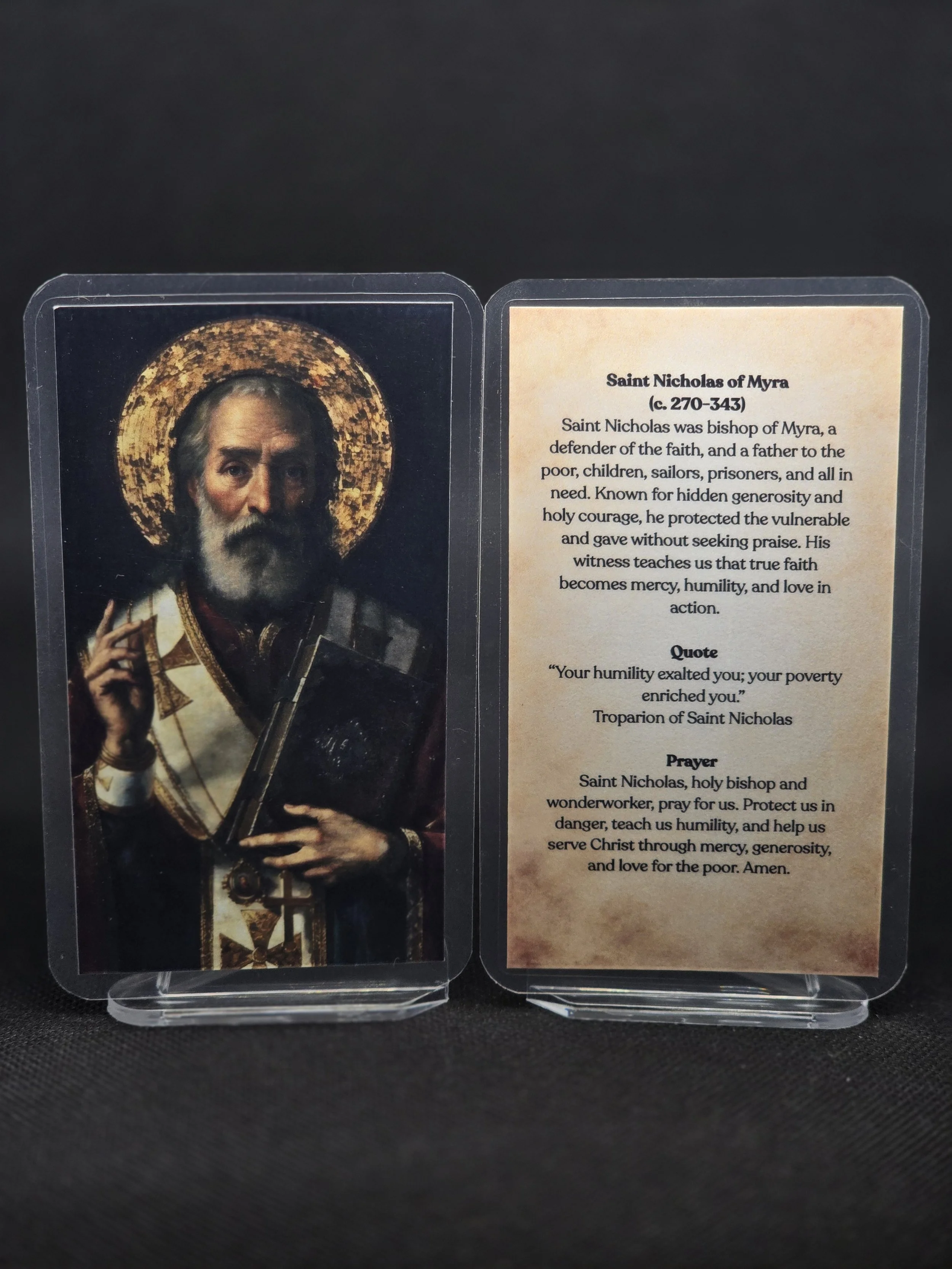 Saint Nicholas of Myra Prayer Card – Patron for Protection of Children, Financial Provision & Rescue in Impossible Situations