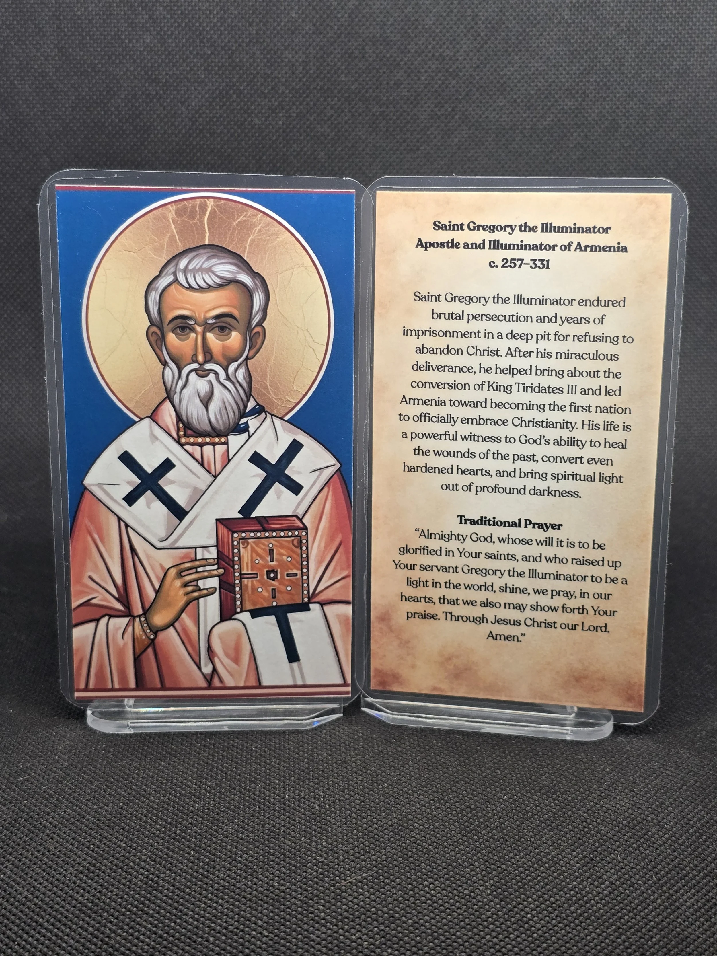 Saint Gregory the Illuminator Prayer Card – Patron for Generational Healing, Impossible Conversions & Deliverance from Spiritual Darkness