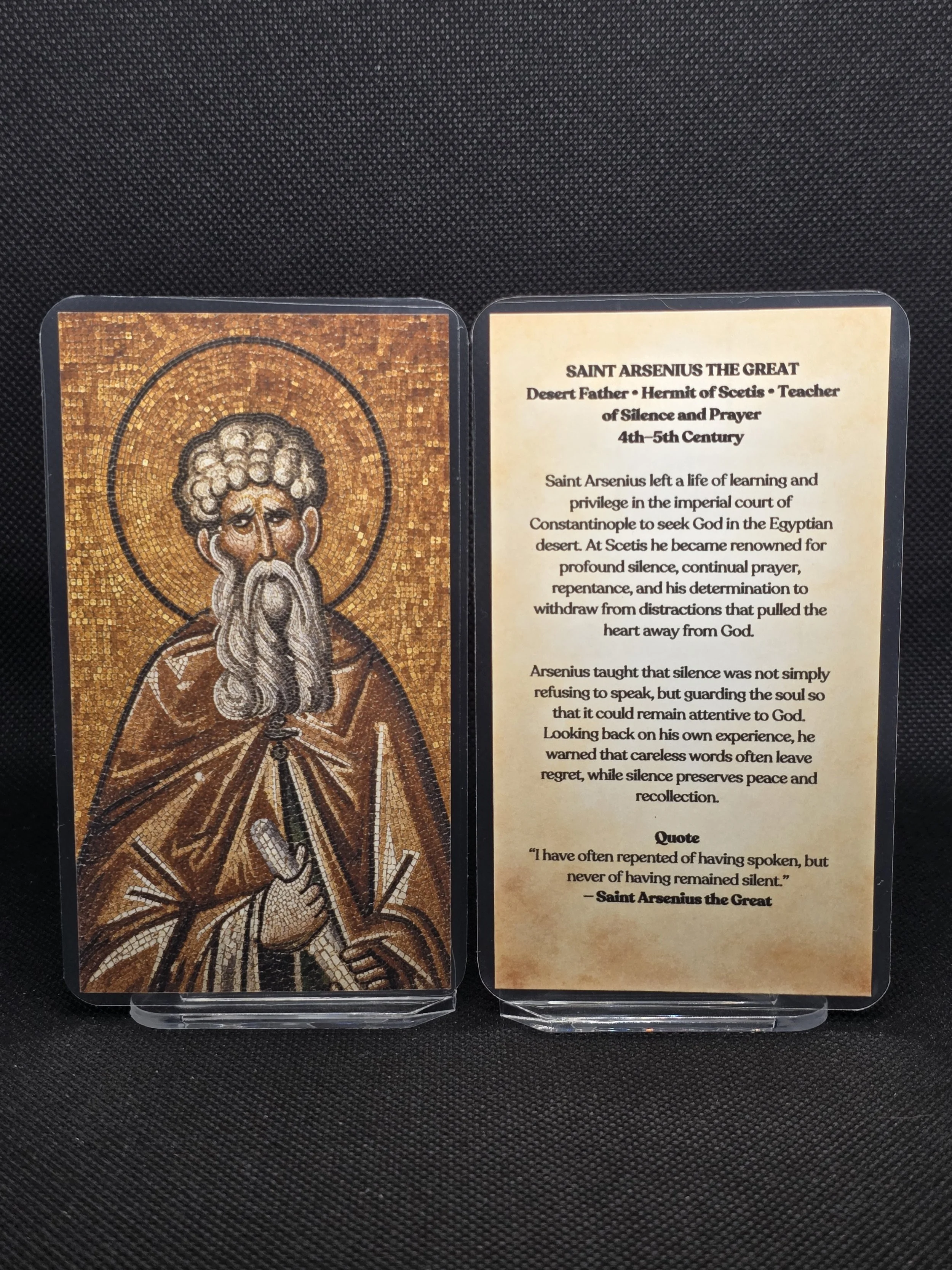 Saint Arsenius the Great Prayer Card - For Silence, Prayer, Repentance, Discernment & Detachment