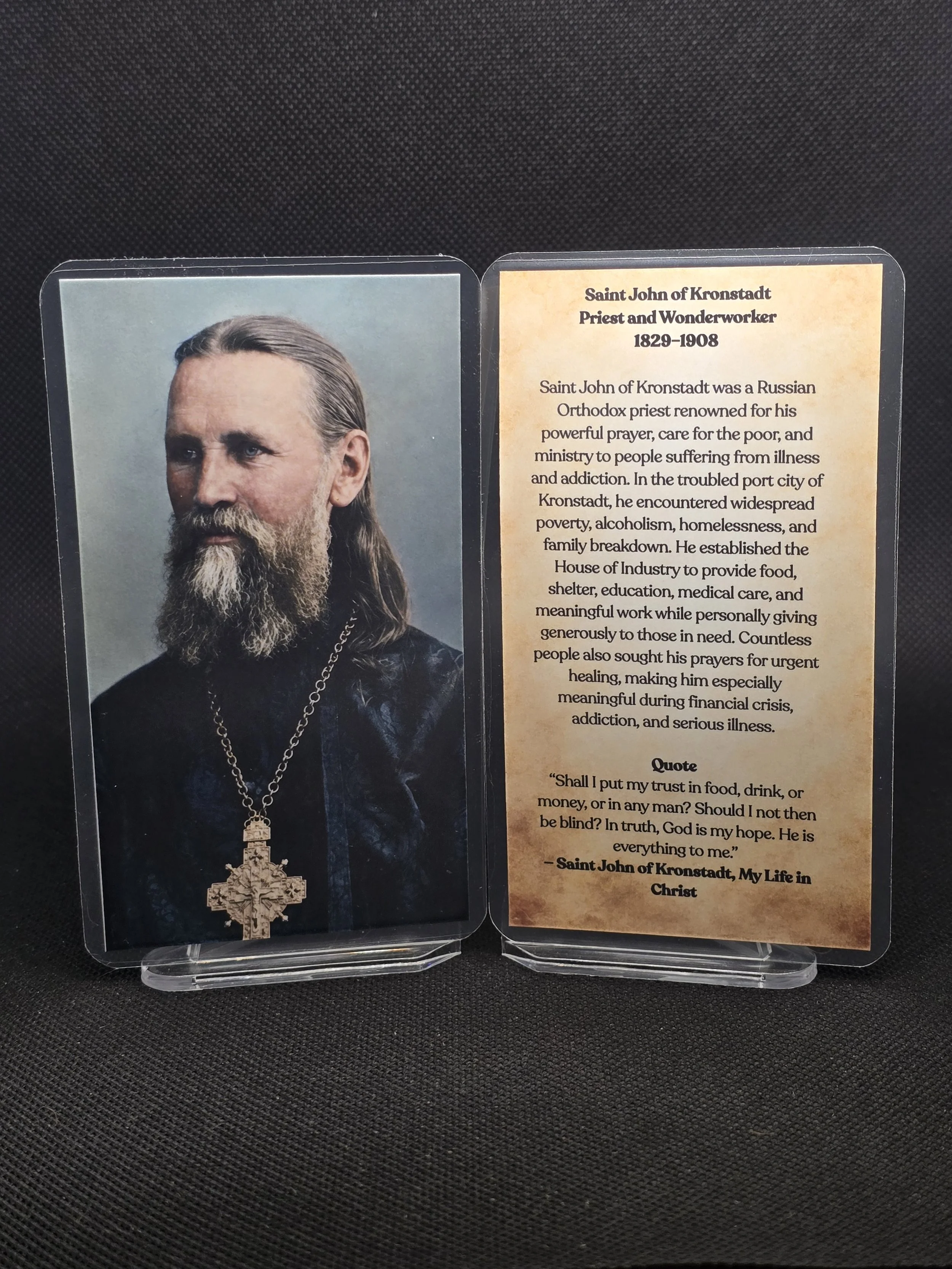 Saint John of Kronstadt Prayer Card – Patron for Financial Crisis, Alcohol Addiction & Urgent Healing