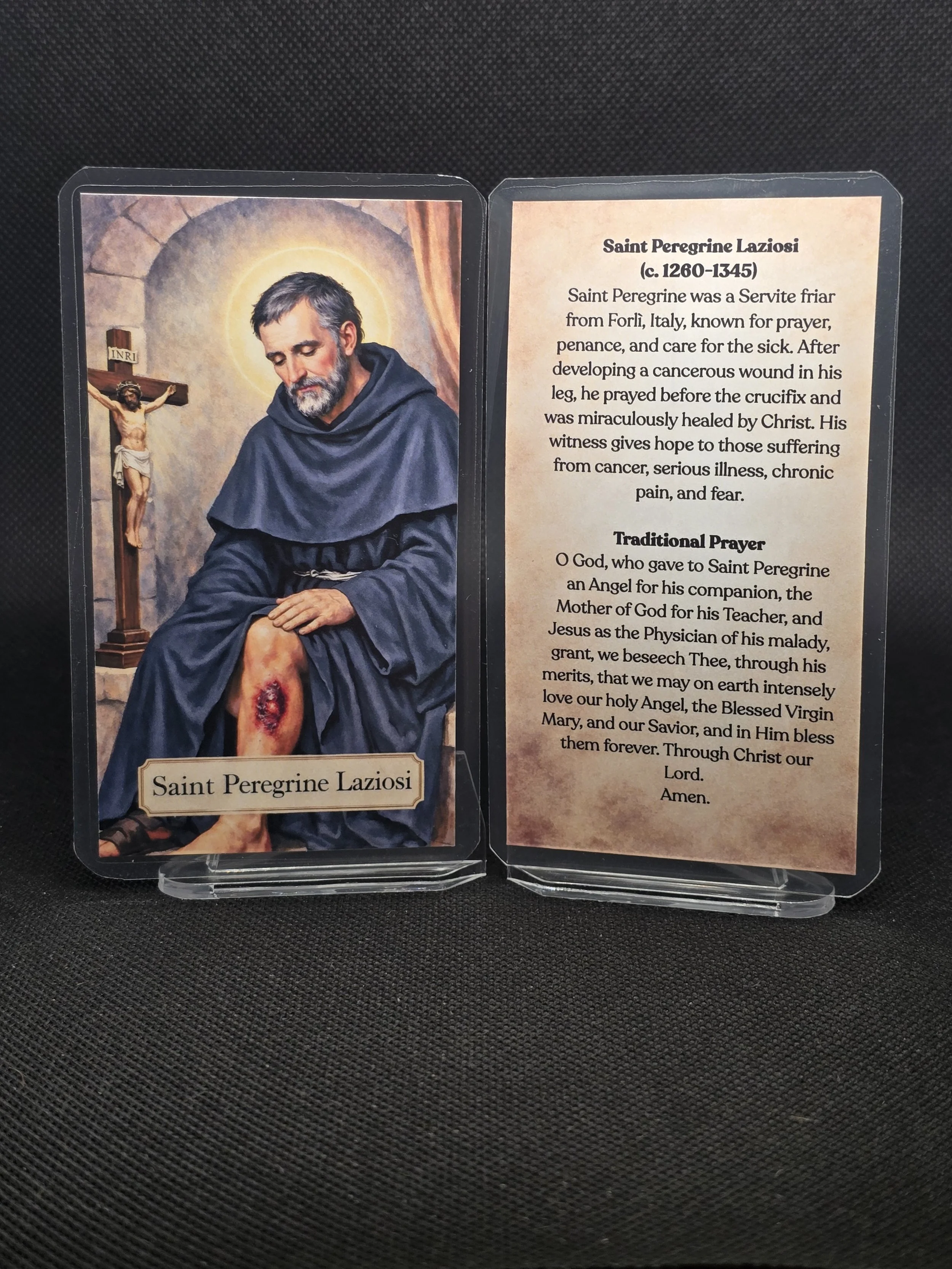 Saint Peregrine Laziosi Prayer Card – Patron for Cancer Healing, Chronic Pain & Hope When Doctors Run Out of Answers