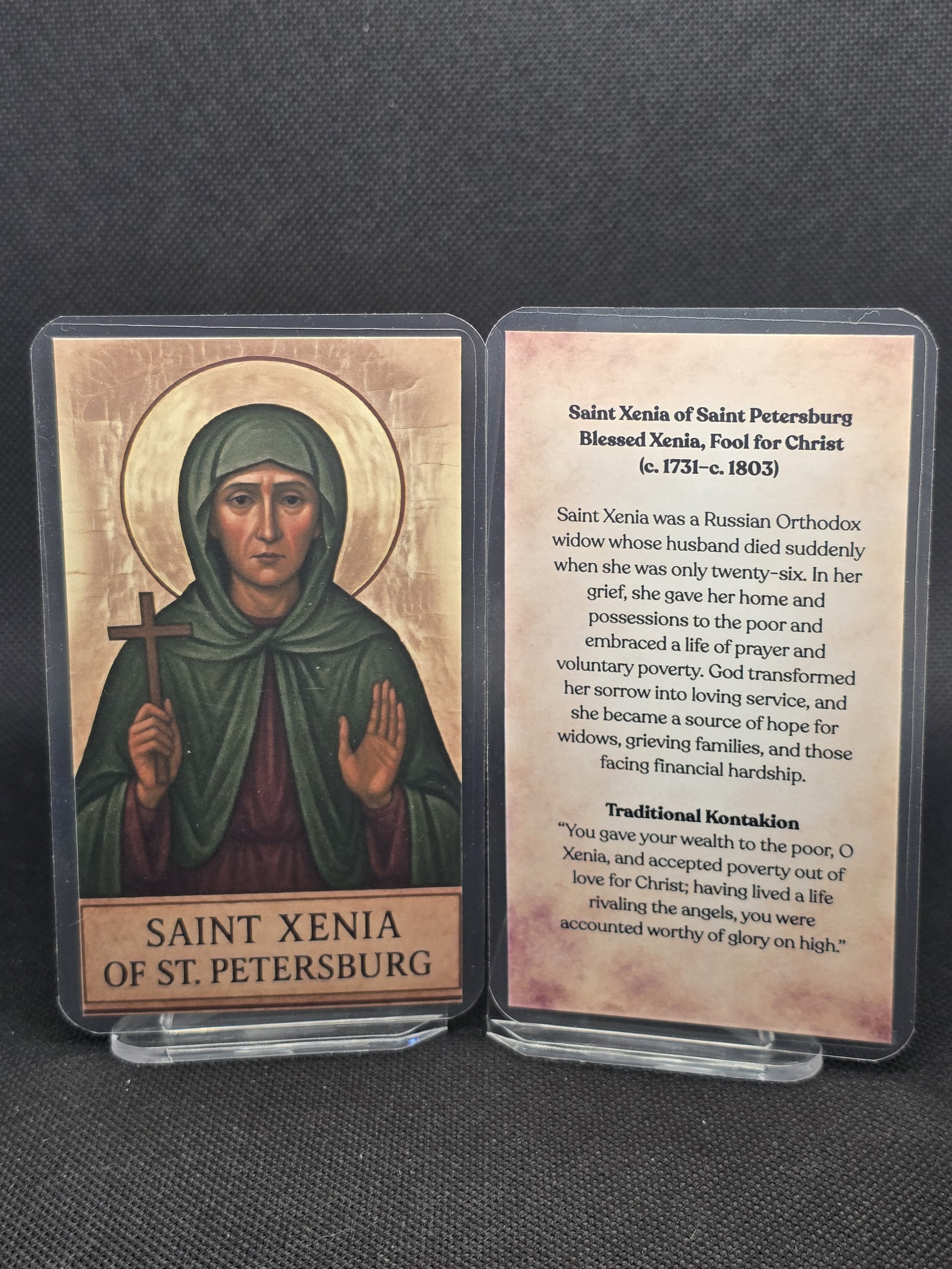 Saint Xenia of Saint Petersburg Prayer Card – Patron for Sudden Widowhood, Financial Crisis & Healing After Loss