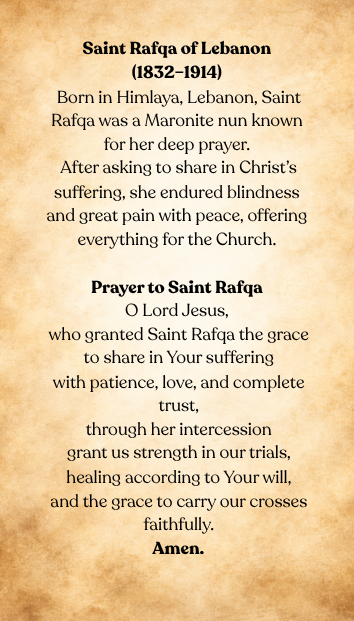 Saint Rafqa prayer card back.png