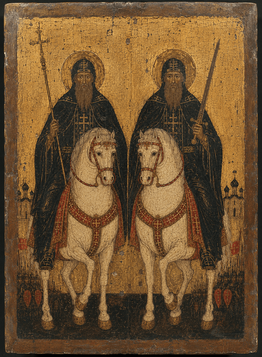 Saints Alexander Peresvet and Andrei Oslyabya Orthodox Prayer Card