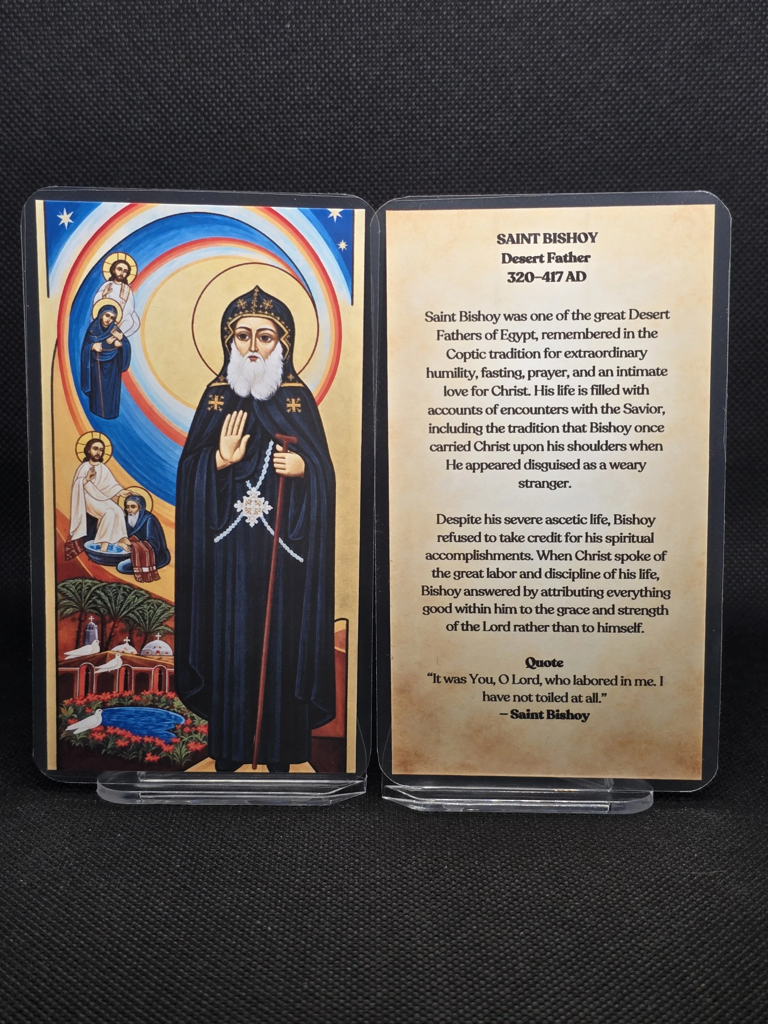 Saint Bishoy / Pishoy Prayer Card - For Humility, Monastic Prayer, Hospitality & Love of Christ