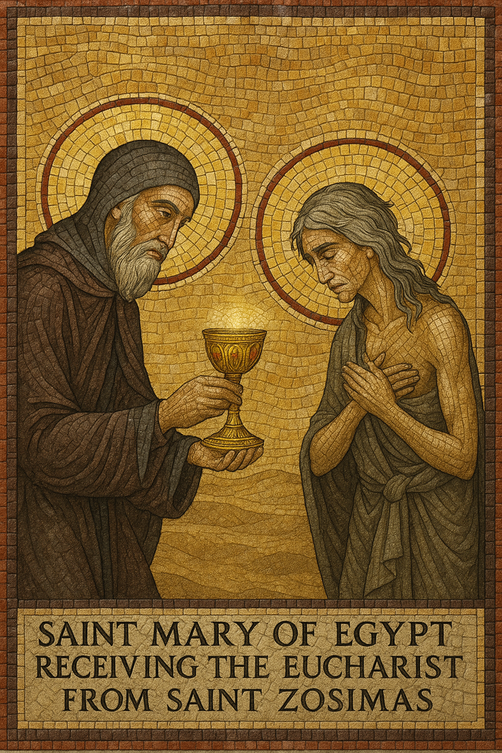 Saint Mary of Egypt and Saint Zosimas Prayer Card