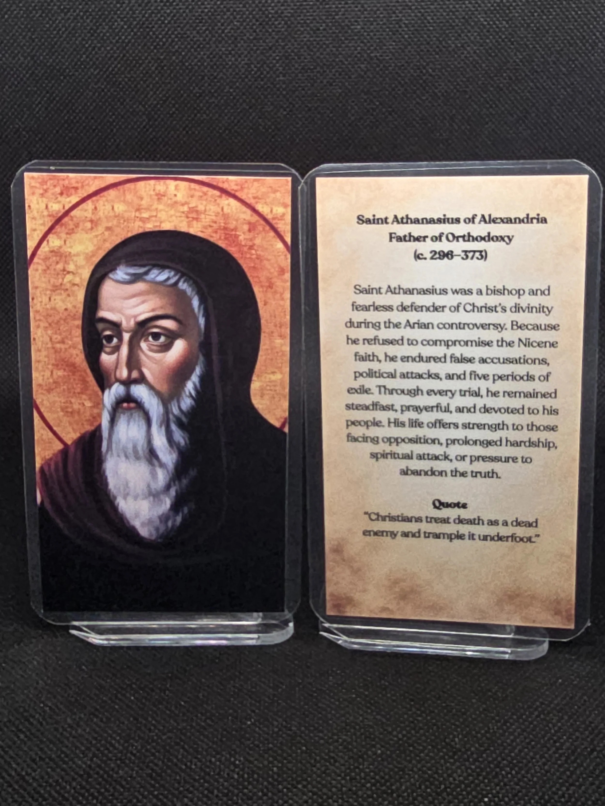 Saint Athanasius of Alexandria Prayer Card – Patron for Spiritual Strength, Perseverance Under Attack & Inner Peace