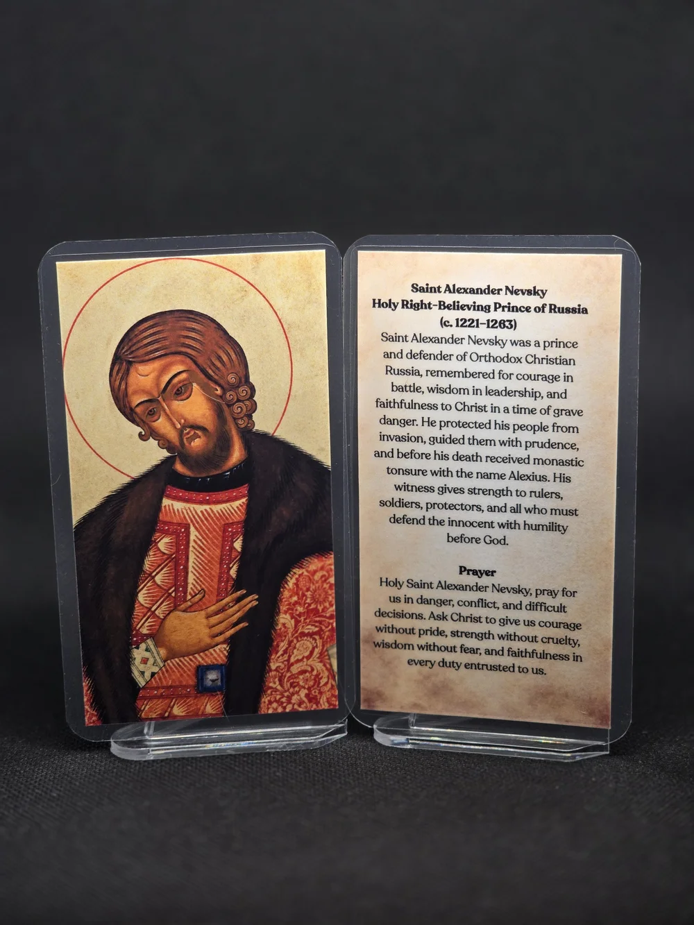 Saint Alexander Nevsky Prayer Card