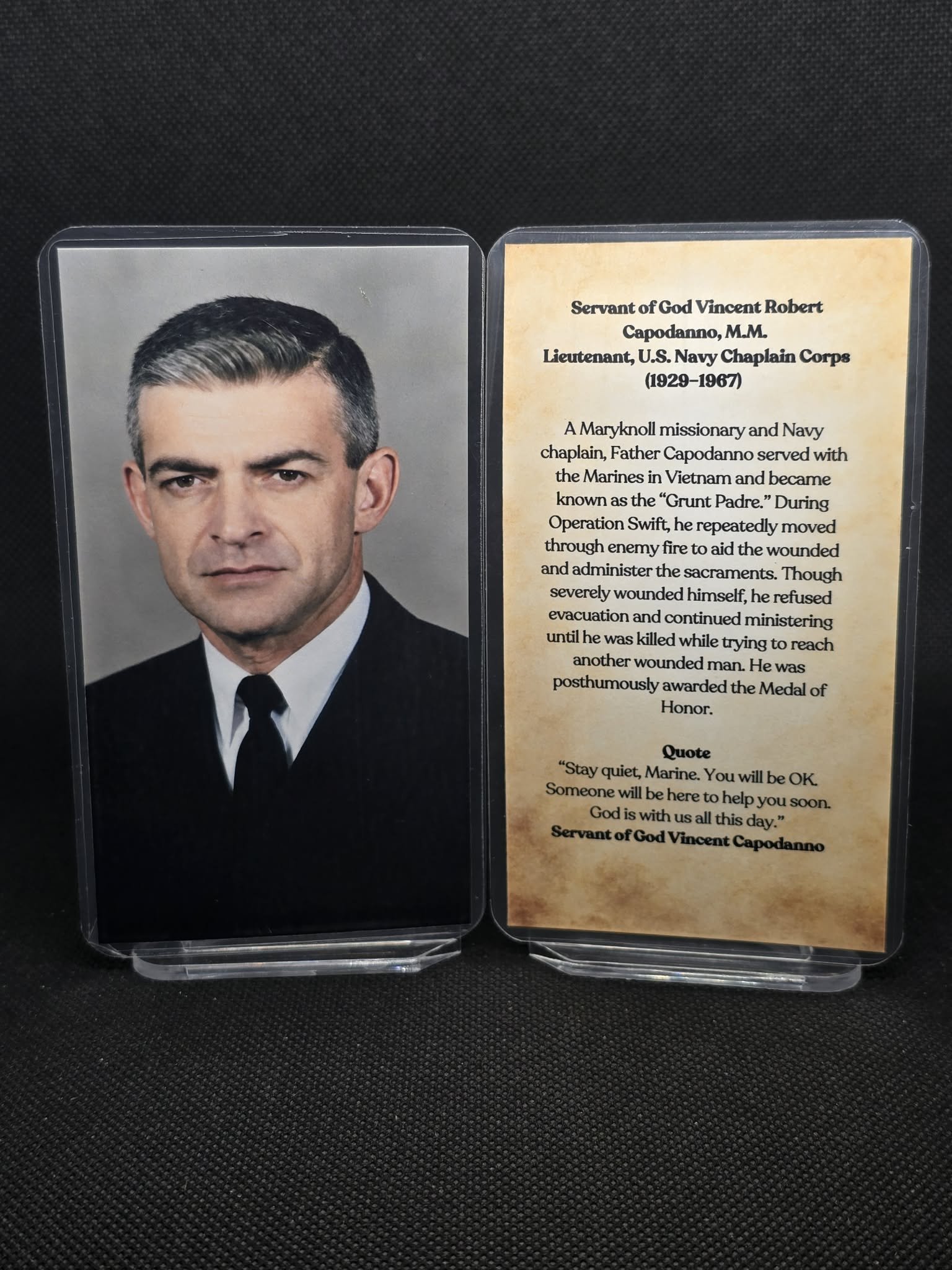 Servant of God Vincent Robert Capodanno, M.M. Prayer Card | “The Grunt Padre,” Navy Chaplain & Medal of Honor Recipient