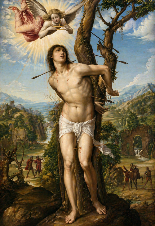 Saint Sebastian Catholic prayer card