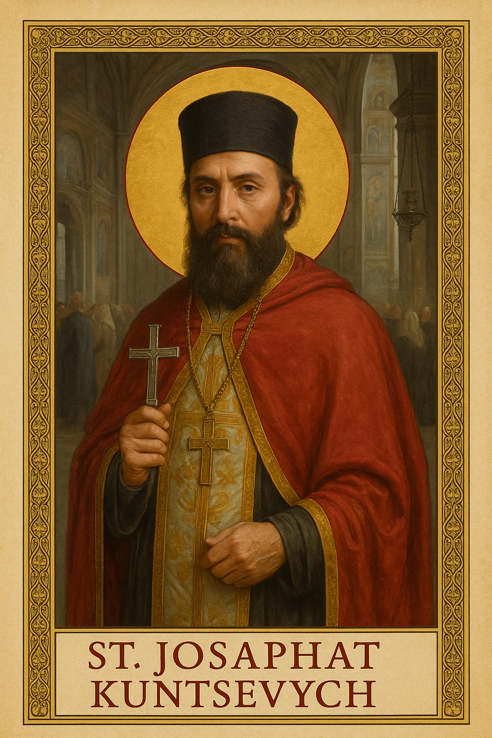 Saint Josaphat Kuntsevych Ruthenian Catholic Martyr Prayer Card