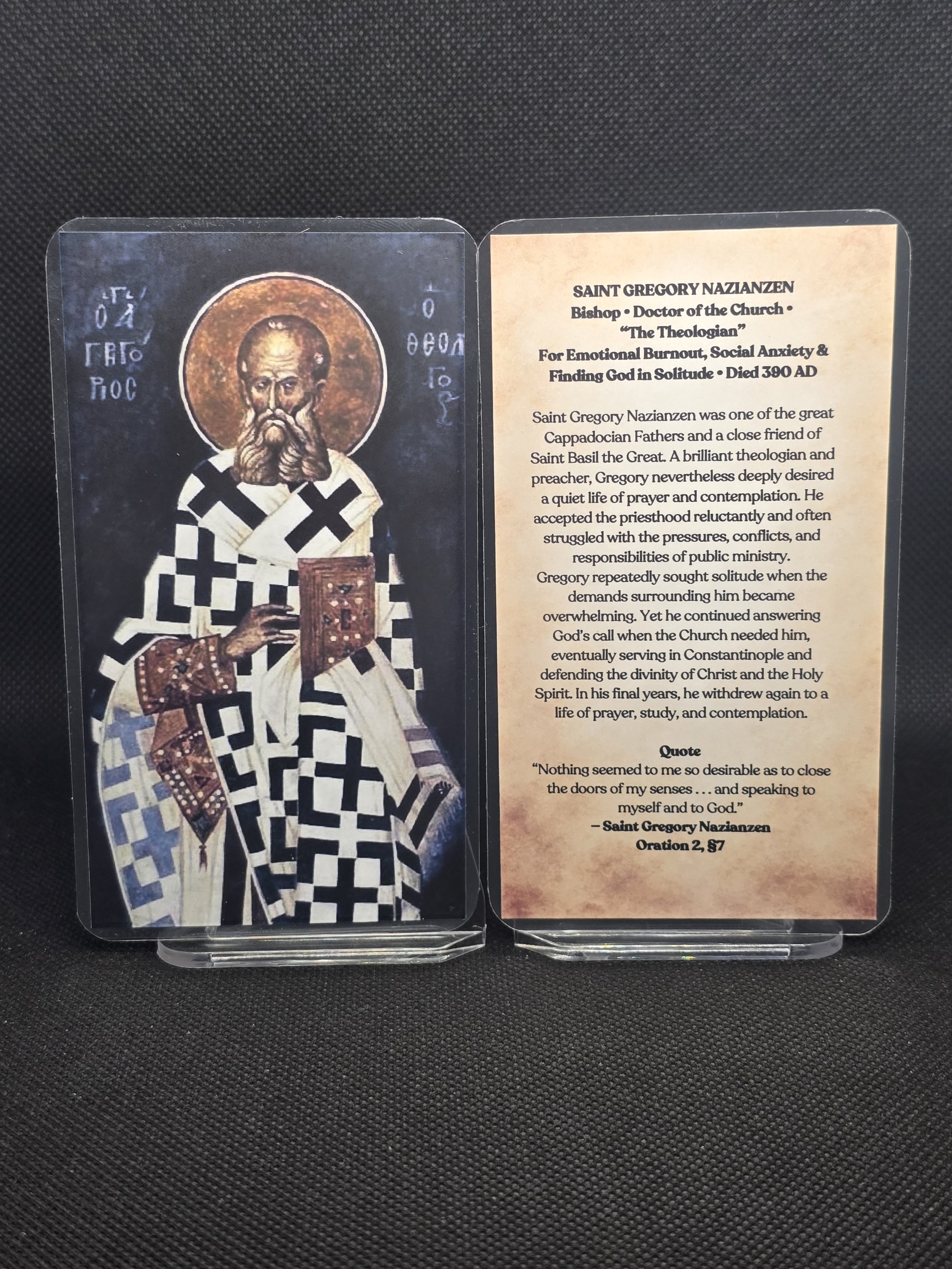 Saint Gregory Nazianzen Prayer Card – Patron for Emotional Burnout, Social Anxiety & Finding God in Solitude