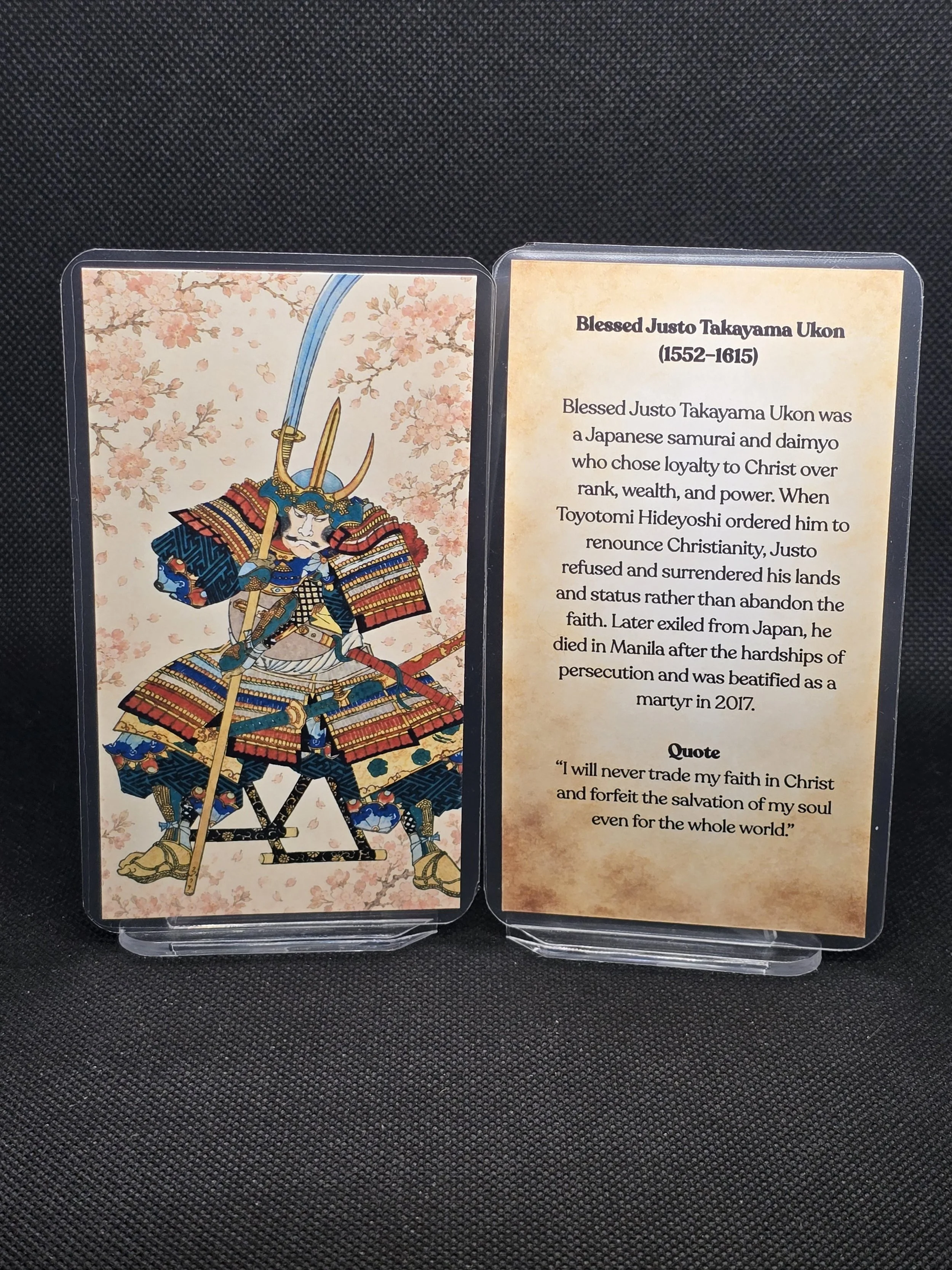 Blessed Justo Takayama Ukon Prayer Card | Samurai, Martial Artists, Courage & Persecuted Christians