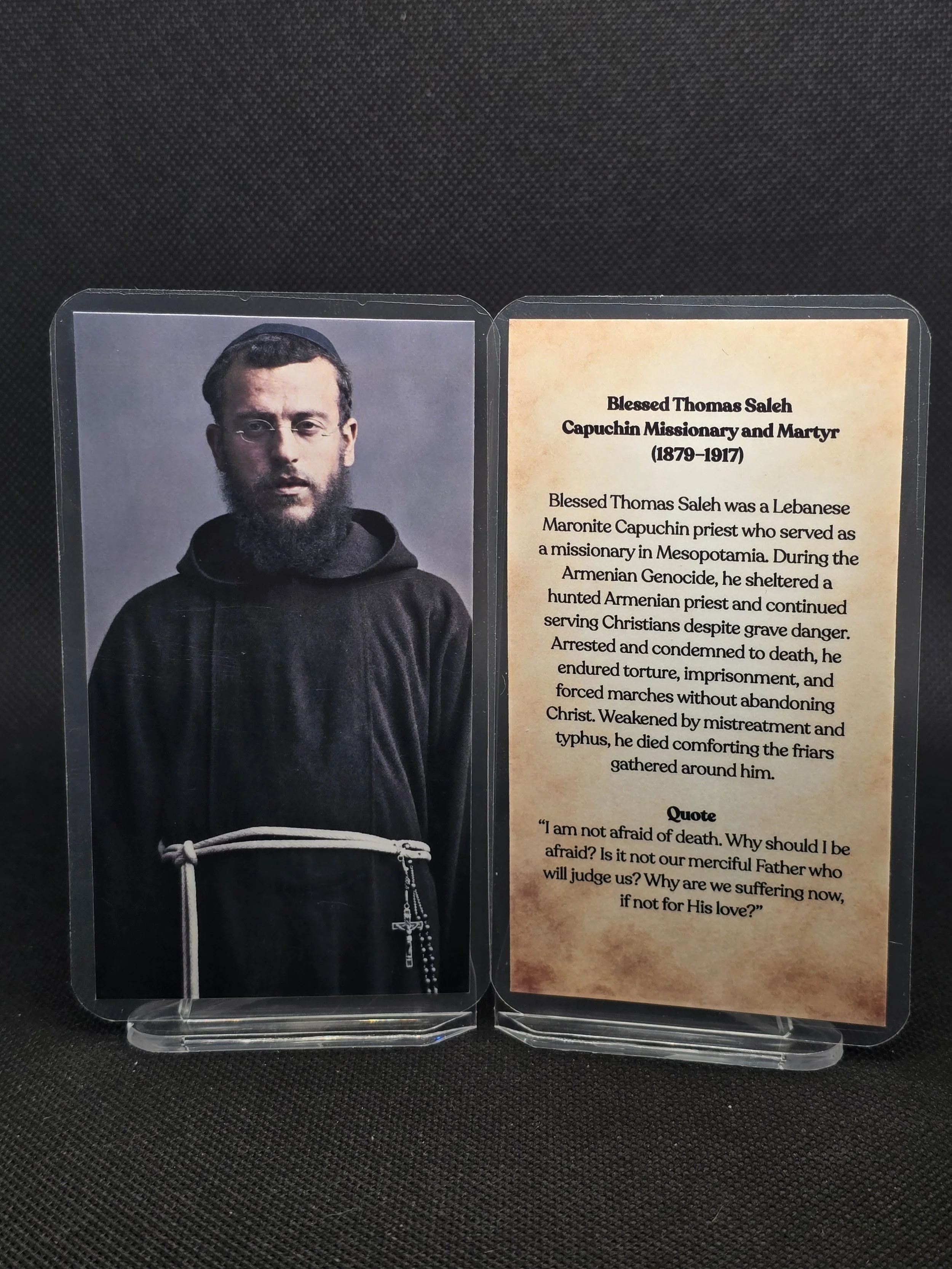 Blessed Thomas Saleh Prayer Card – Patron for Courage Under Persecution, Faith When Imprisoned & Strength to Refuse Apostasy
