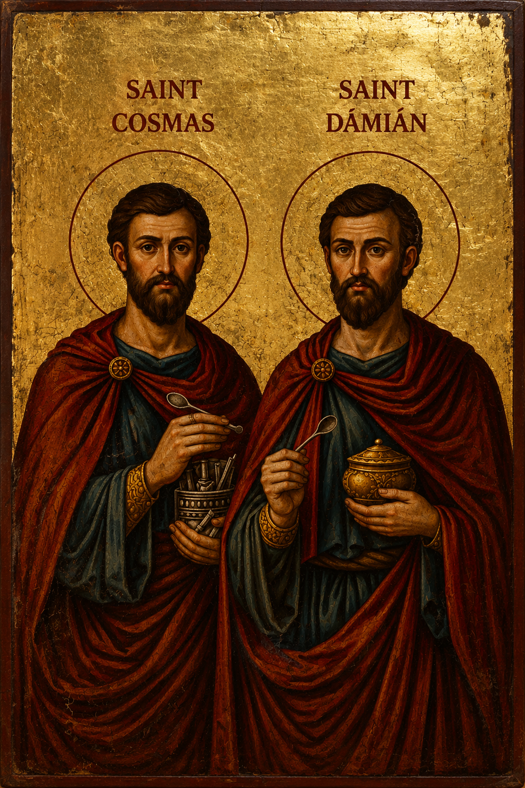 Saints Cosmas & Damian Prayer Card – Patrons for Physical Healing, Medical Anxiety & Financial Hardship