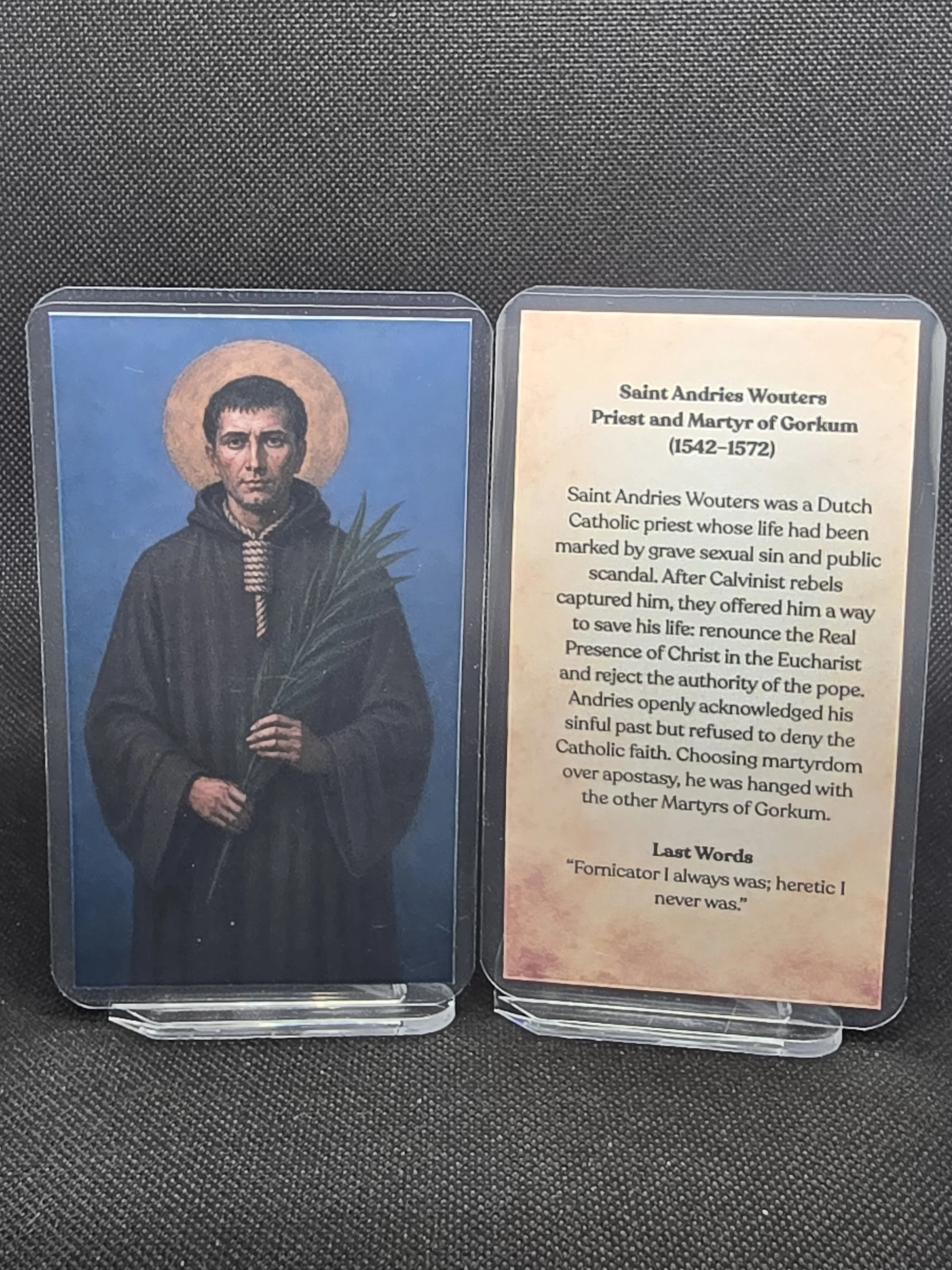 Saint Andries Wouters Prayer Card — Patron of Murderers, Repentance, Final Perseverance & Hope After Sin